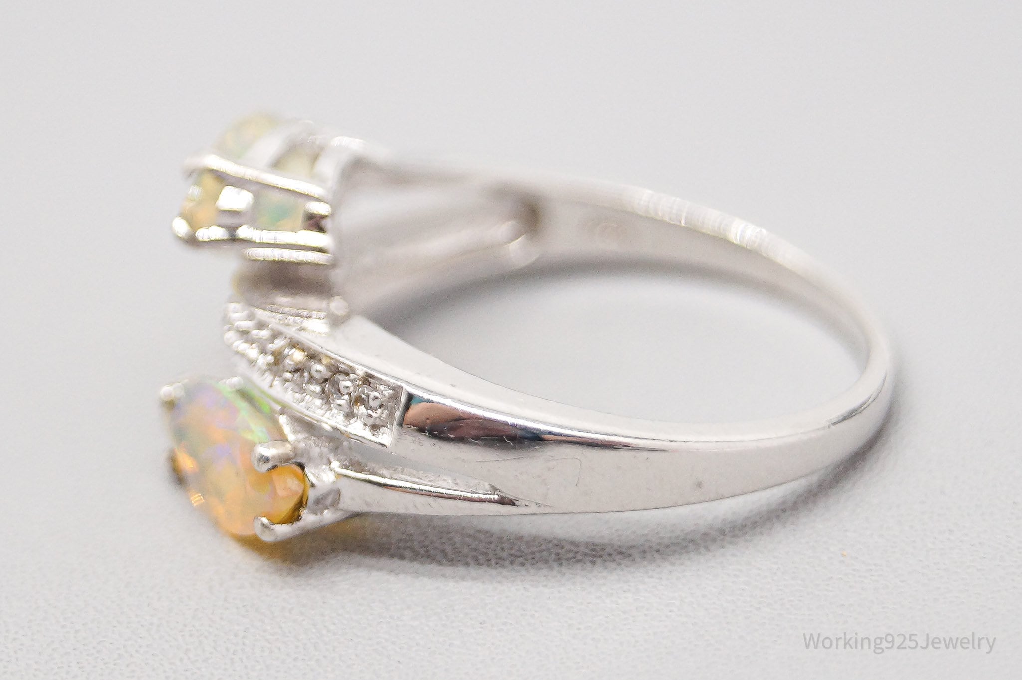 JTV TGGC Opal & White Topaz Sterling Silver Ring - Size 8