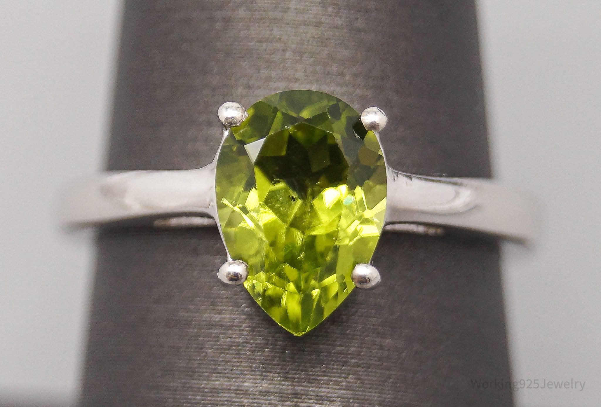 JTV TGGC Peridot Sterling Silver Ring - Size 7.75