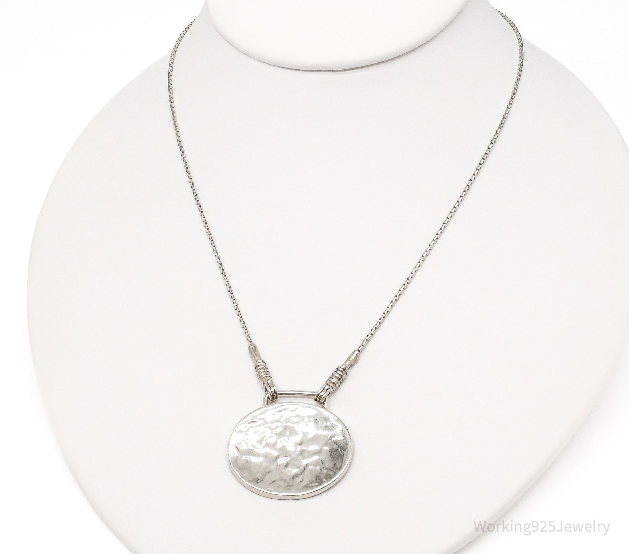 Designer Silpada Retired Hammered Design Sterling Silver Necklace 16"