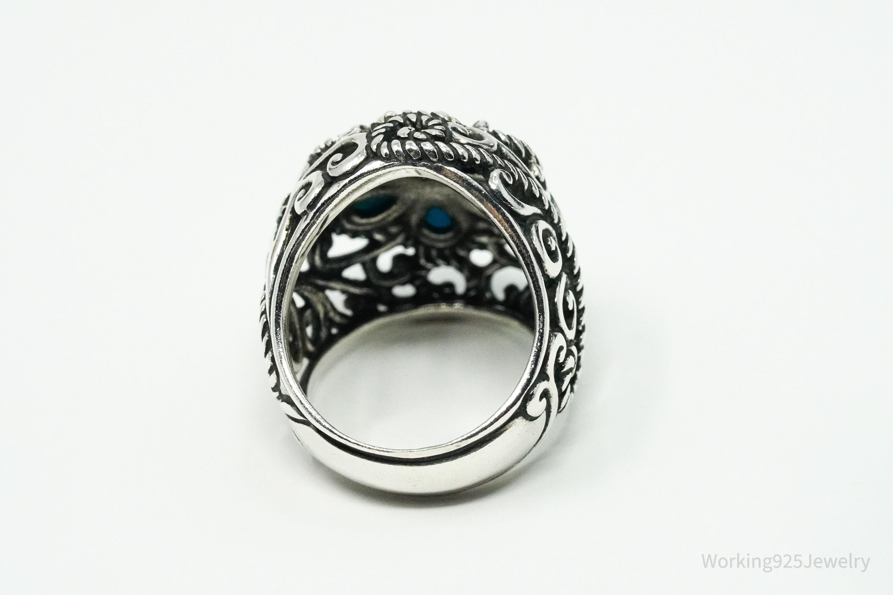 Vintage Native Designer Carolyn Pollack Turquoise Sterling Silver Ring - Size 5.25