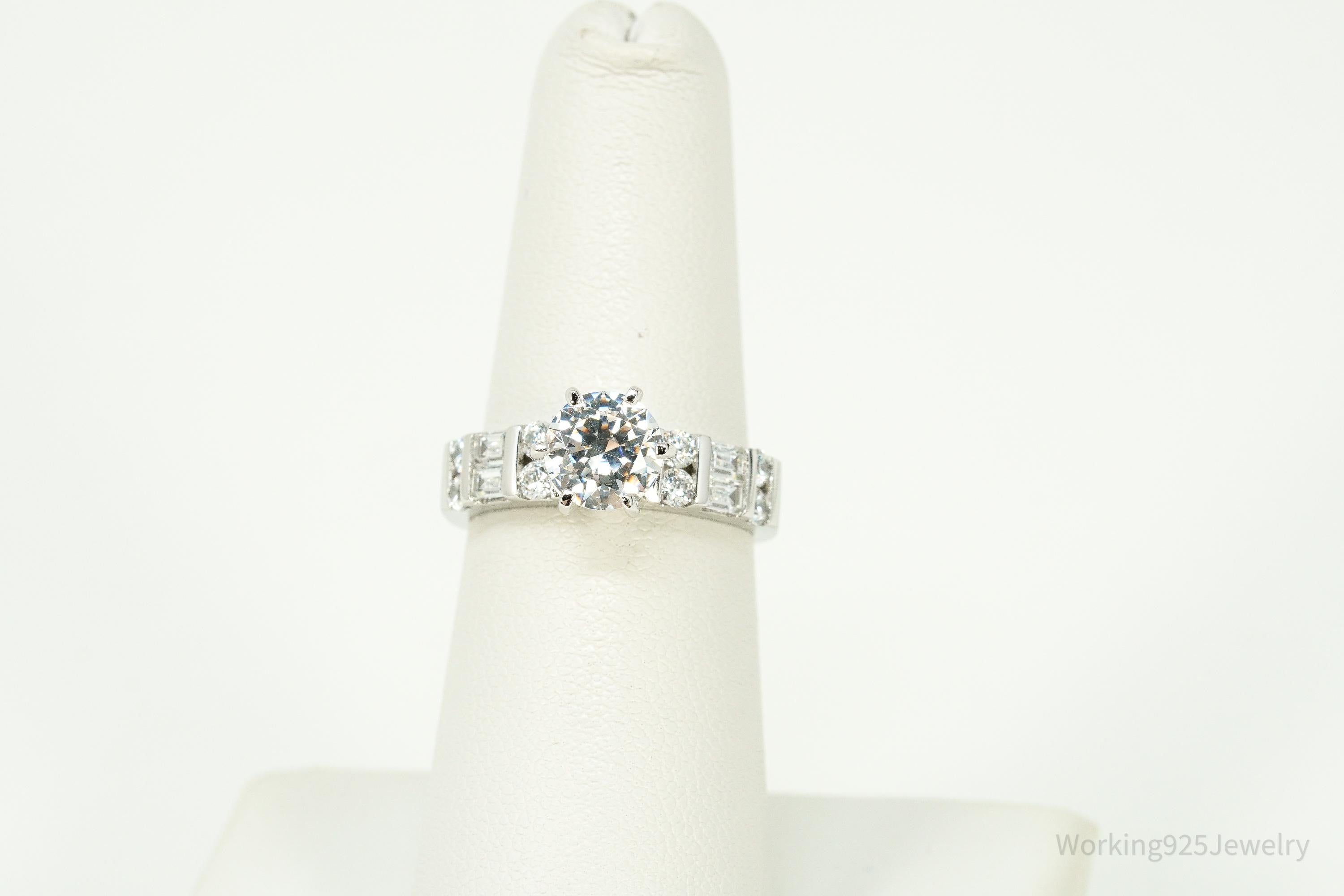 Vintage Diamonique Cubic Zirconia Sterling Silver Ring Size 6.25