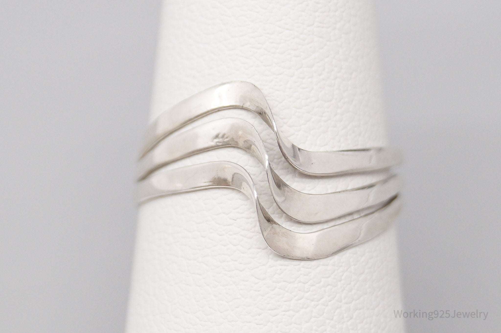 Vintage Mexico Modernist Waves Sterling Silver Ring - Size 6.75