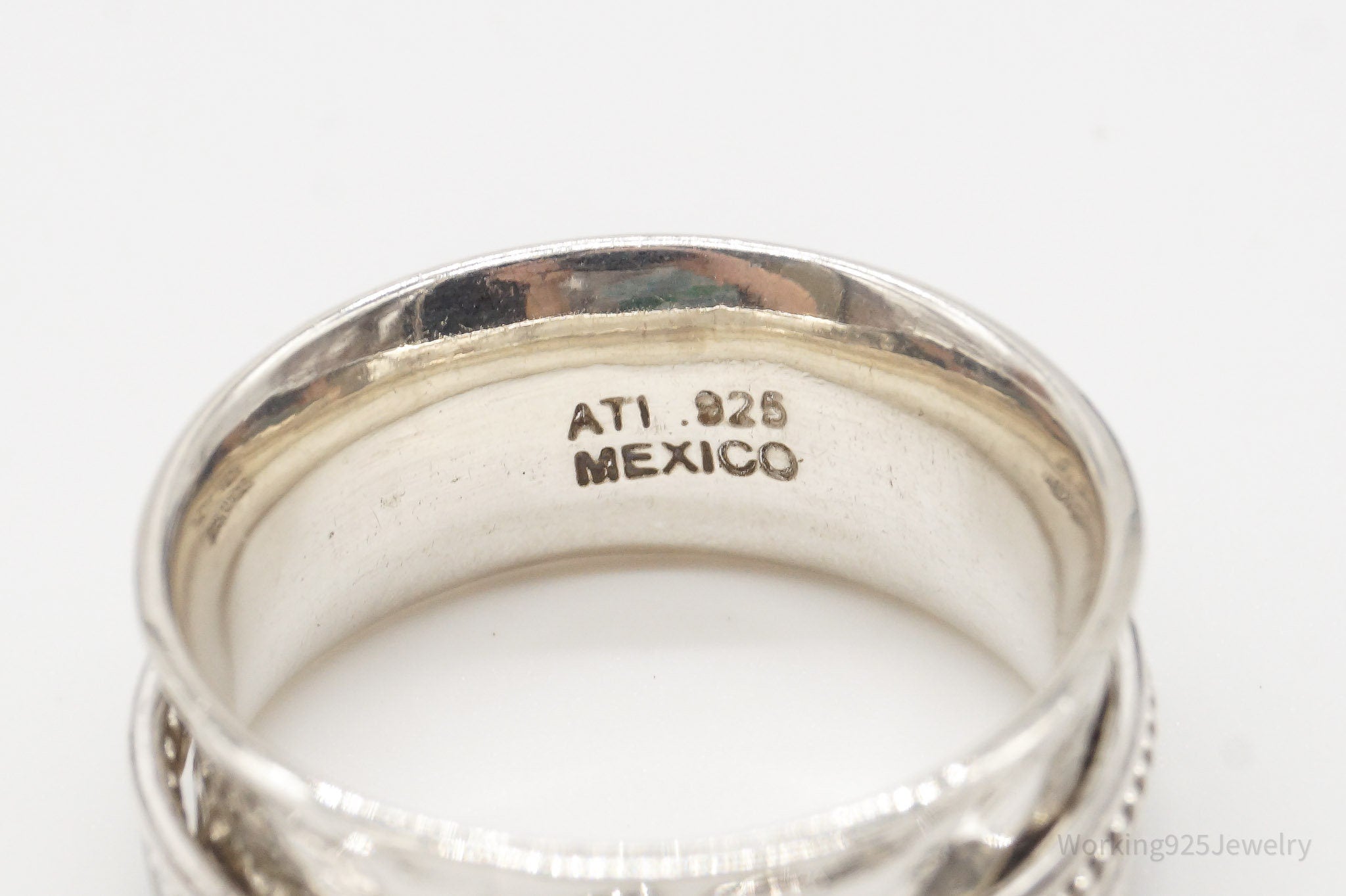 Vintage Mexico ATI Sterling Silver Spinner Ring - Size 10.25