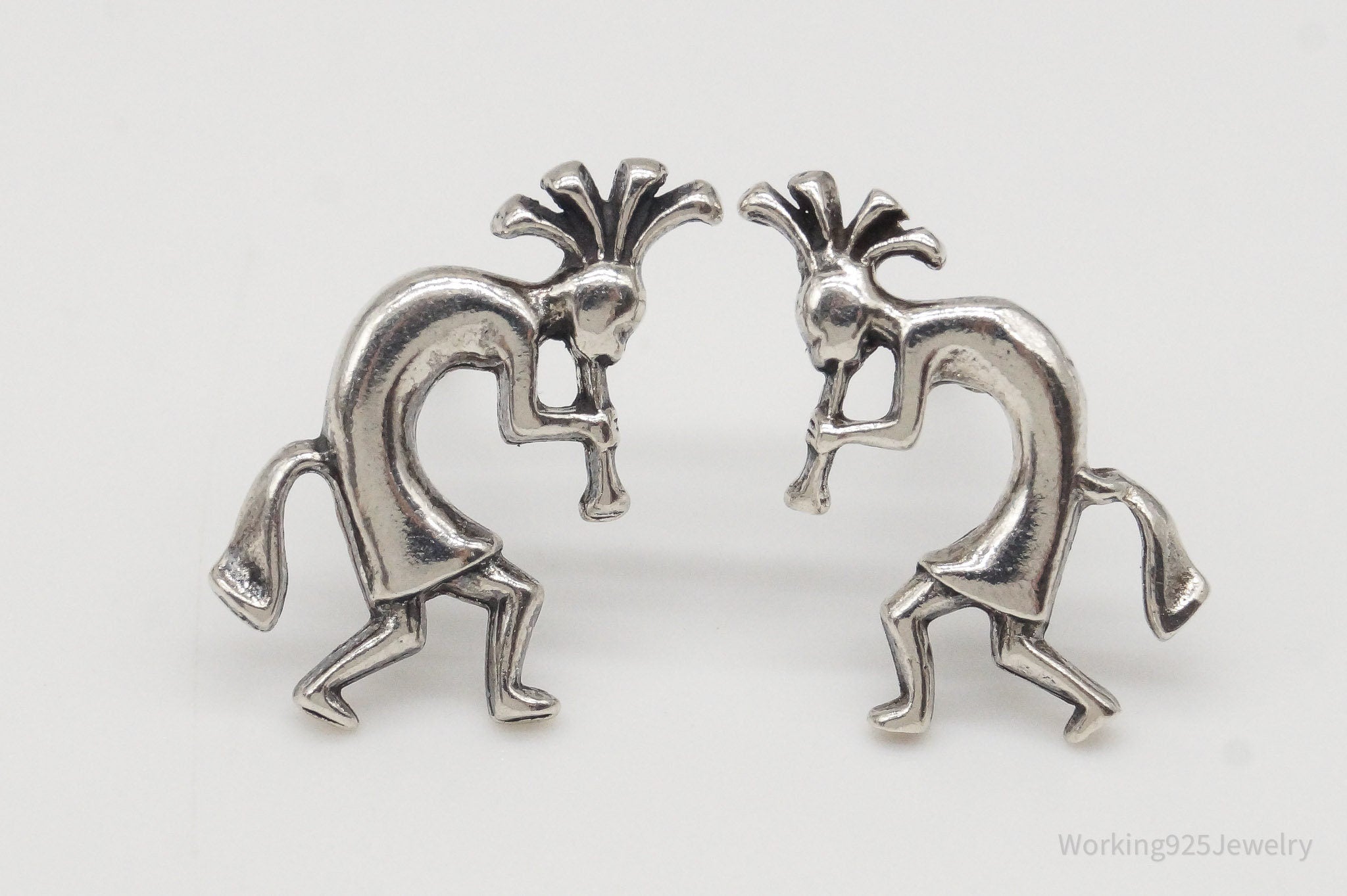 Vintage Native American Dancing Kokopelli Sterling Silver Earrings