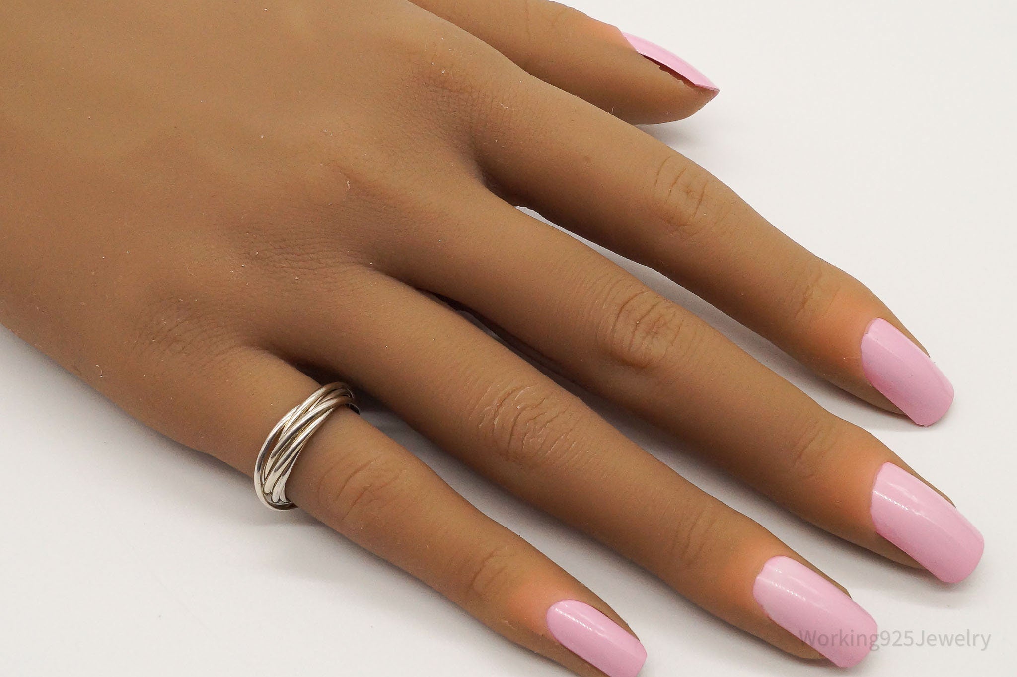 Vintage Gold Wash Sterling Silver Interlocking Rings - Size 4.25