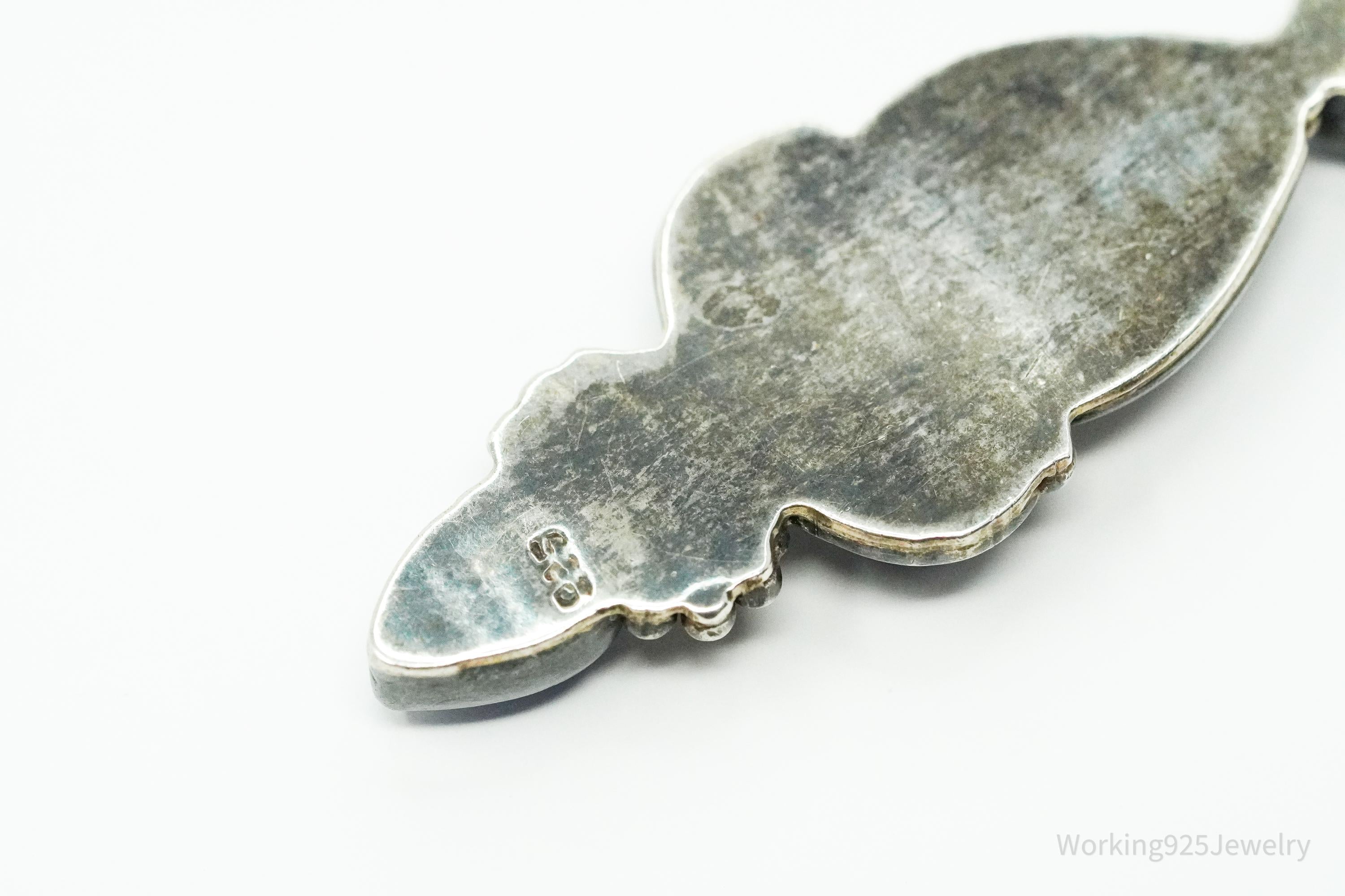 Vintage Blue Moonstone Sterling Silver Necklace Pendant