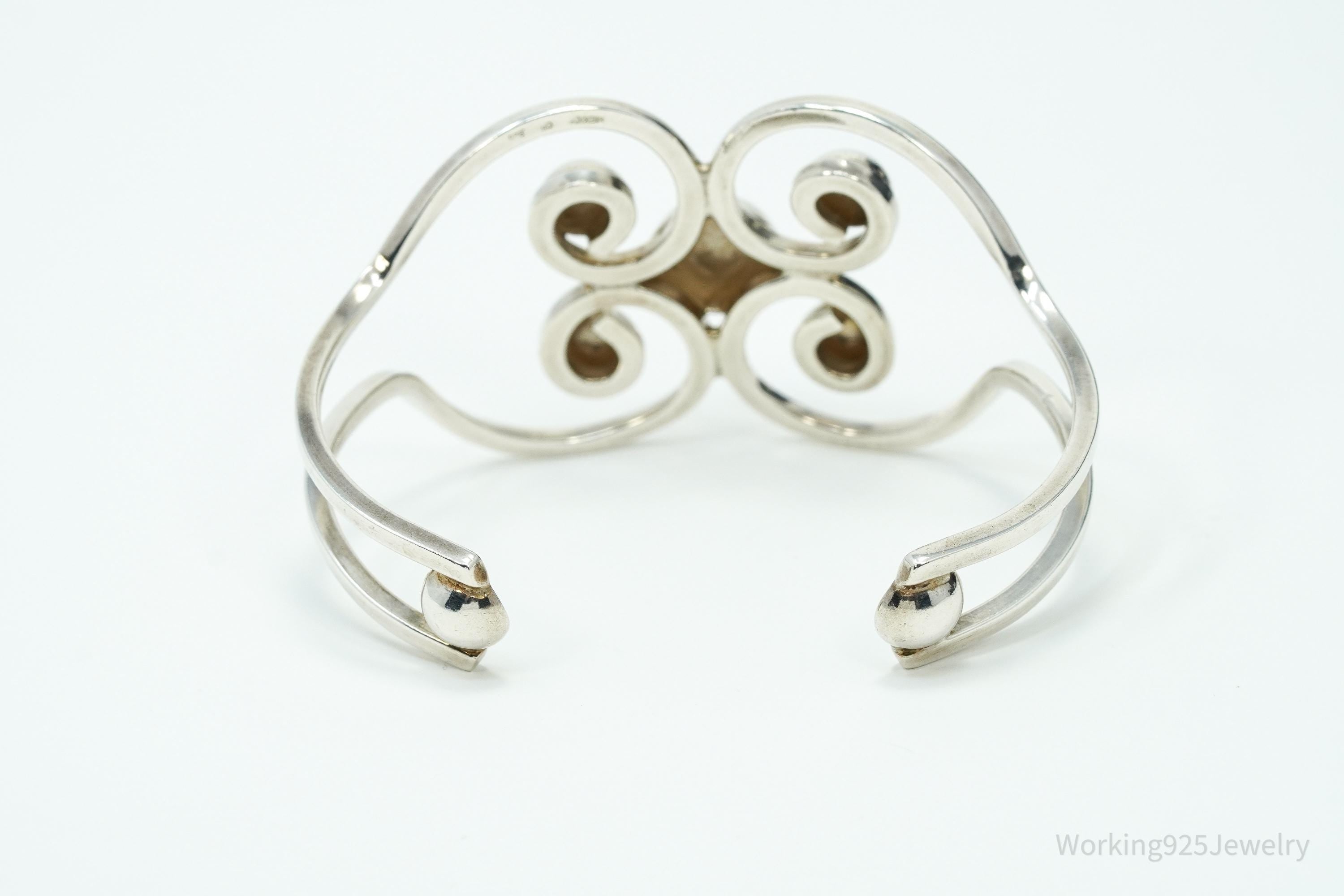 Vintage Mexico Modernist Sterling Silver Bracelet - 6 5/8"