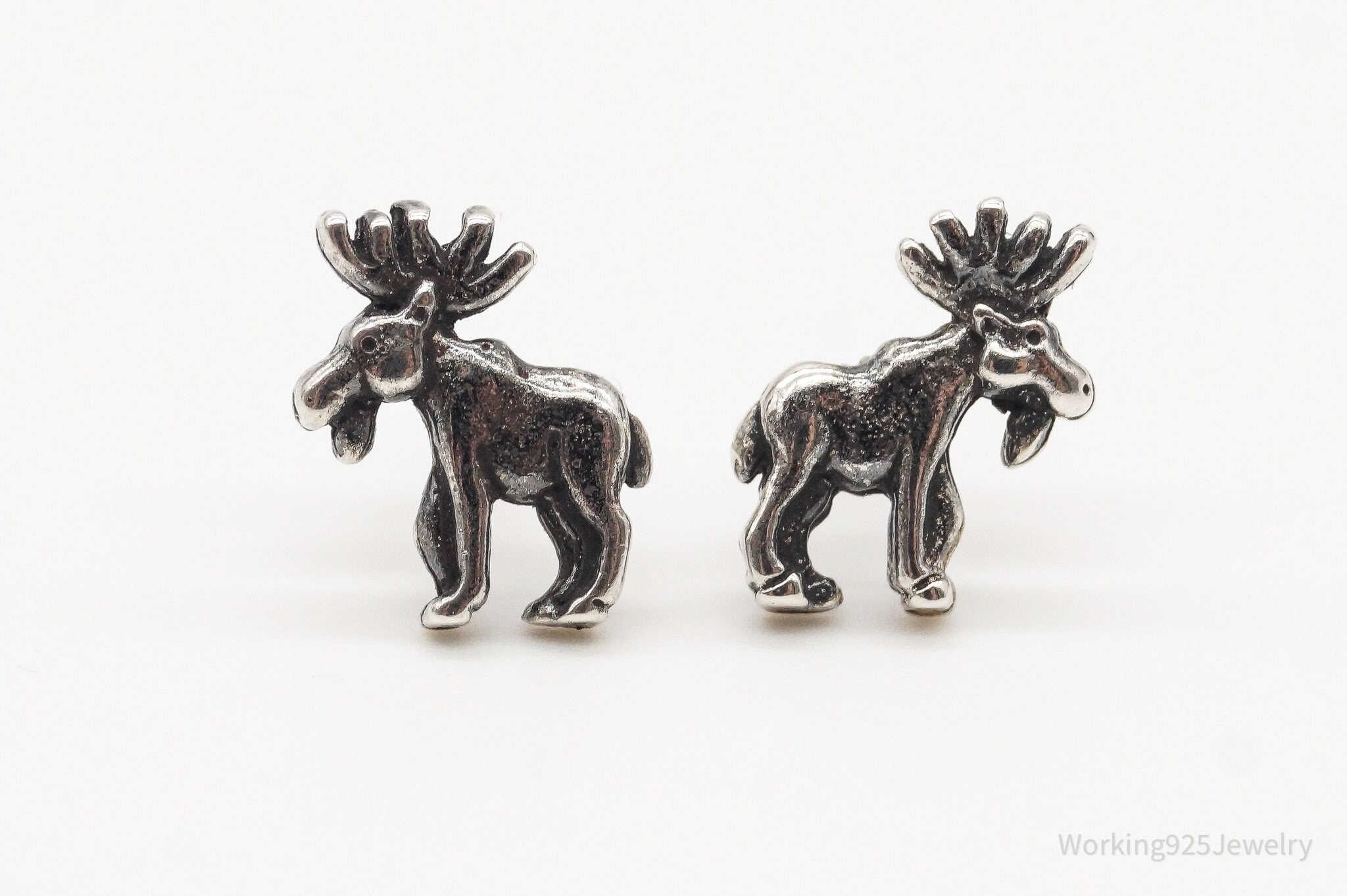 Vintage Moose Silver Stud Earrings