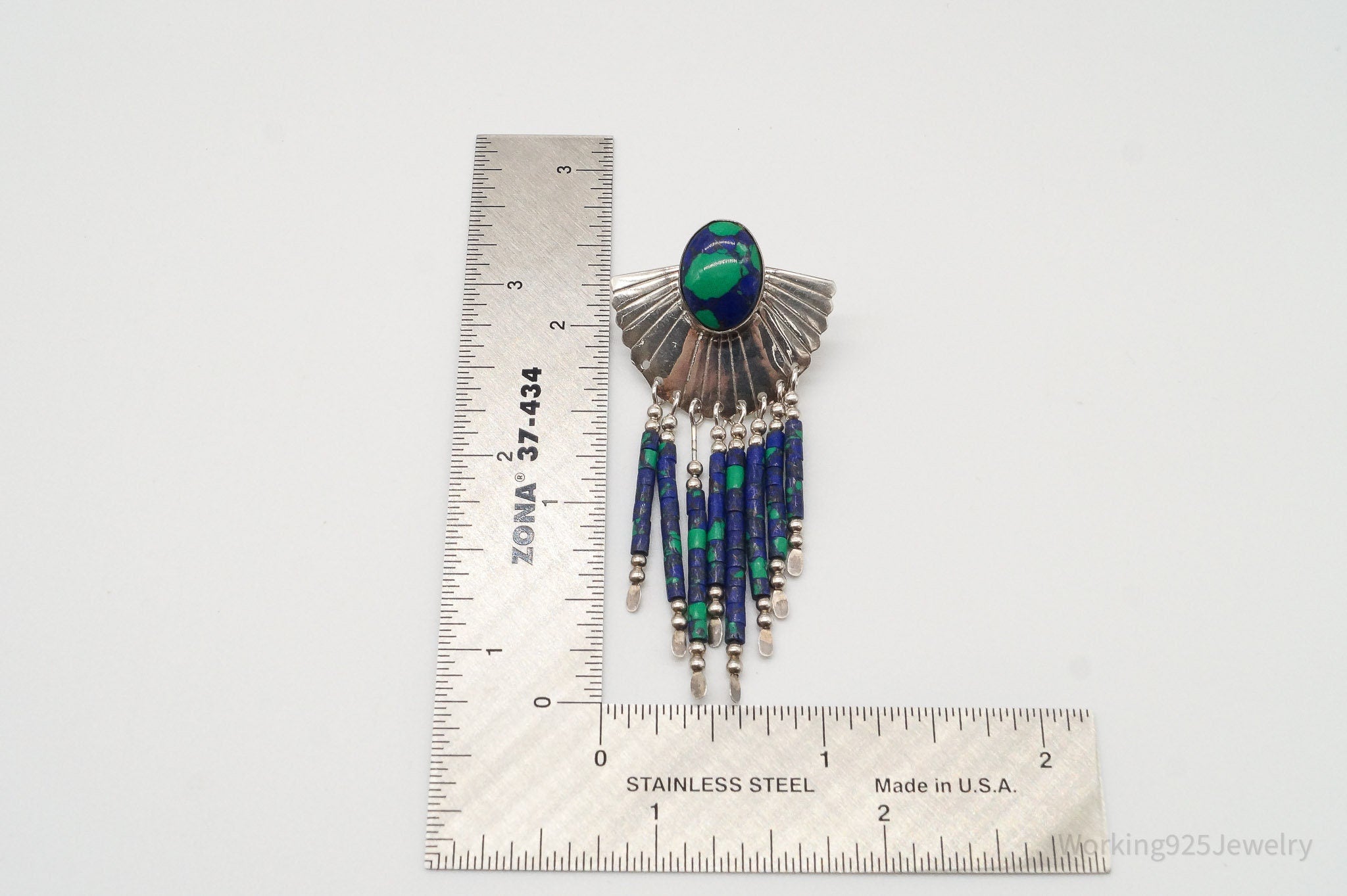 Vintage Native American Azurite Sterling Silver Earrings