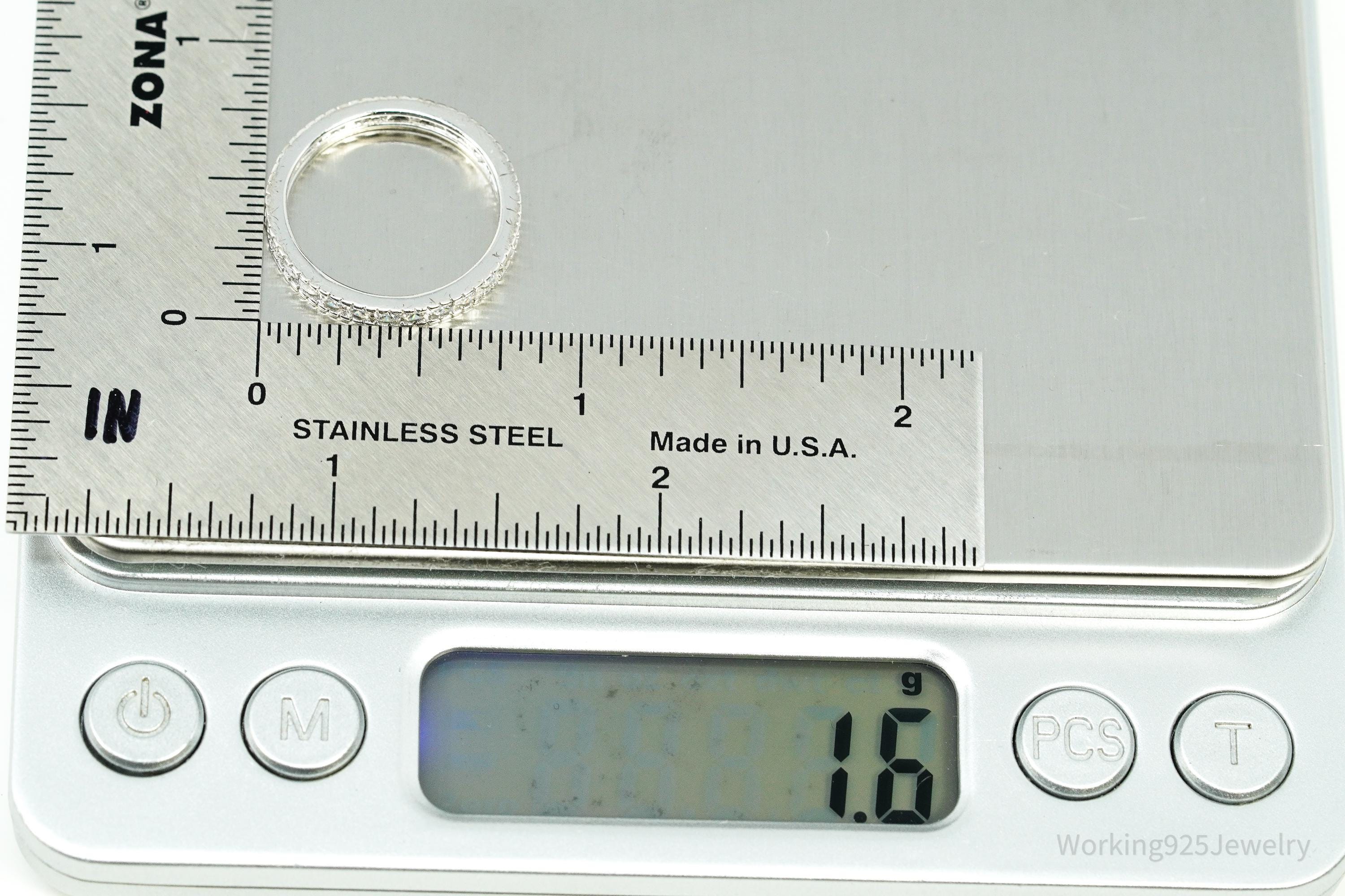 Vintage Cubic Zirconia Sterling Silver Band Ring - Size 6.25