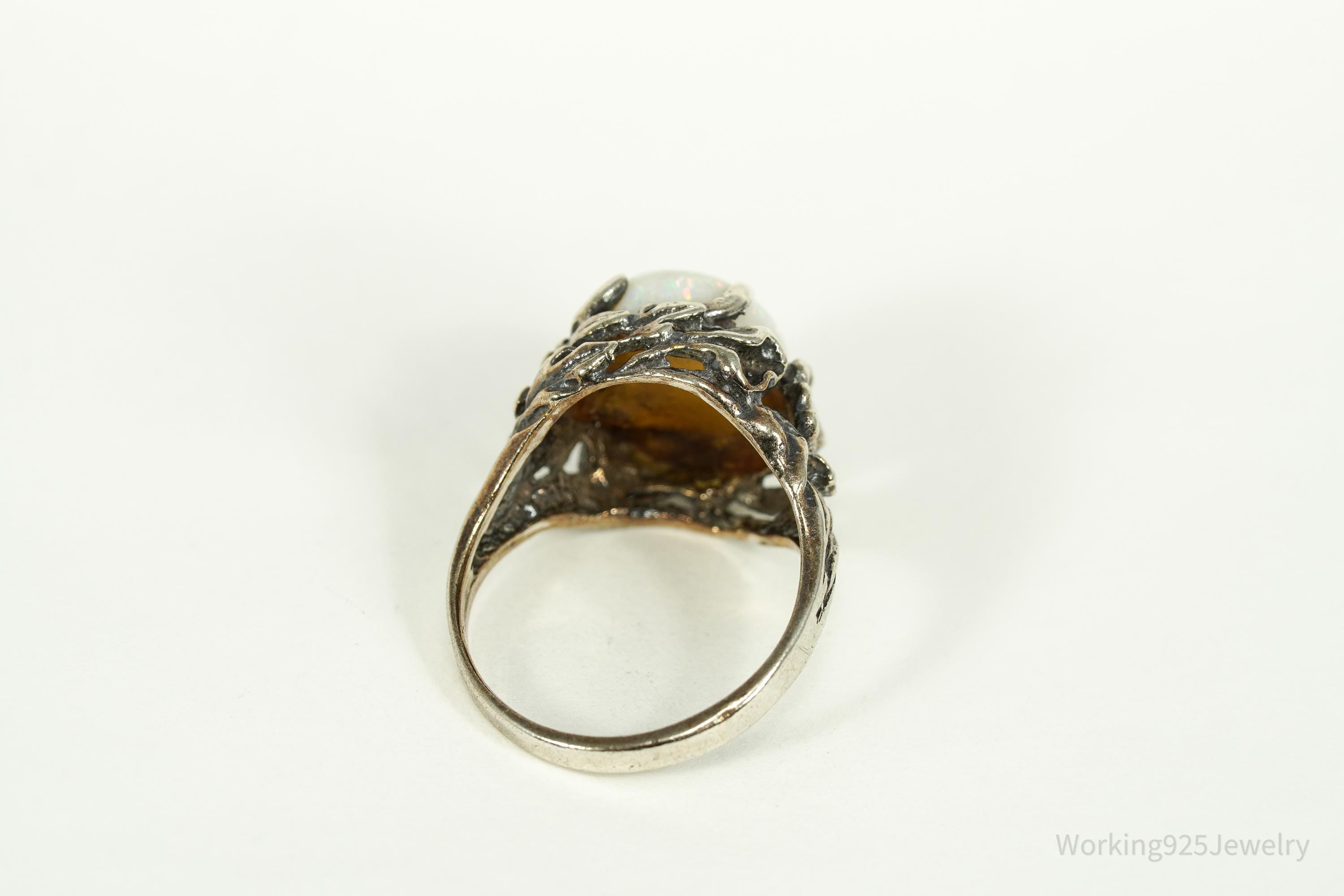 Vintage Opal Sterling Silver Ring - Size 6.25