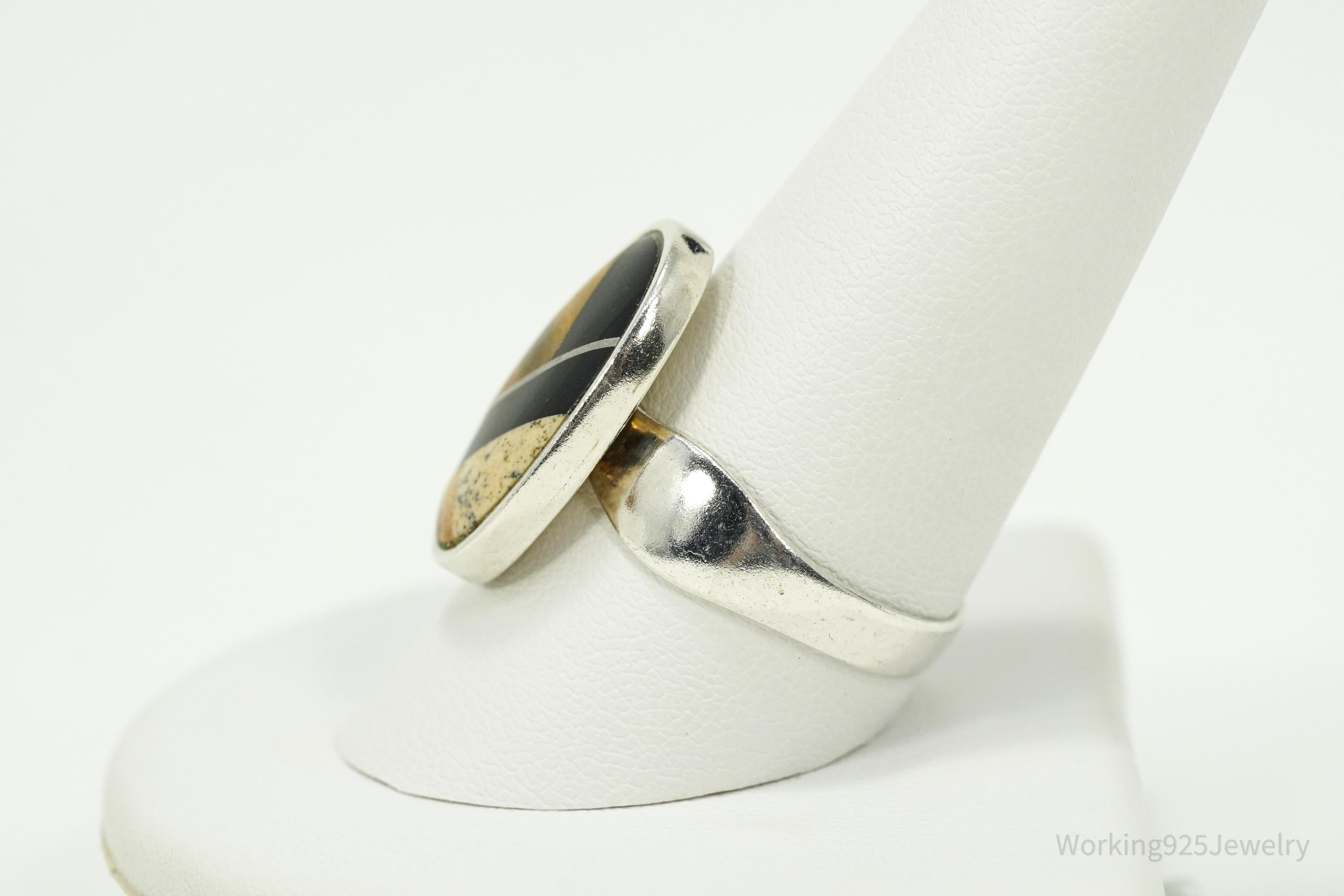 Vintage Desert Rose Trading Multi Stone Inlay Sterling Silver Ring Size 10.25