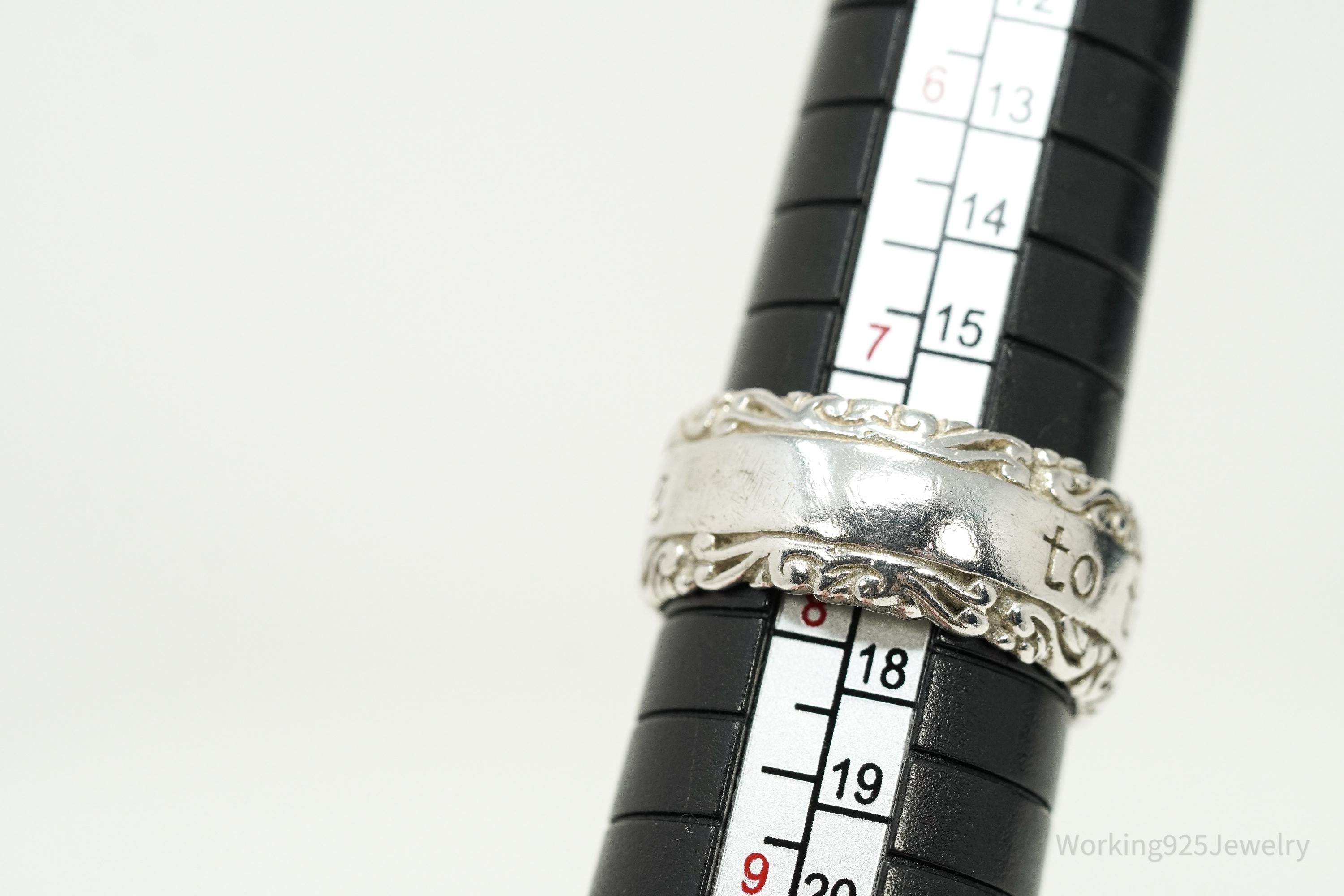 Vintage "To Thine Own Self Be True" Quote Sterling Silver Ring - Size 7.75