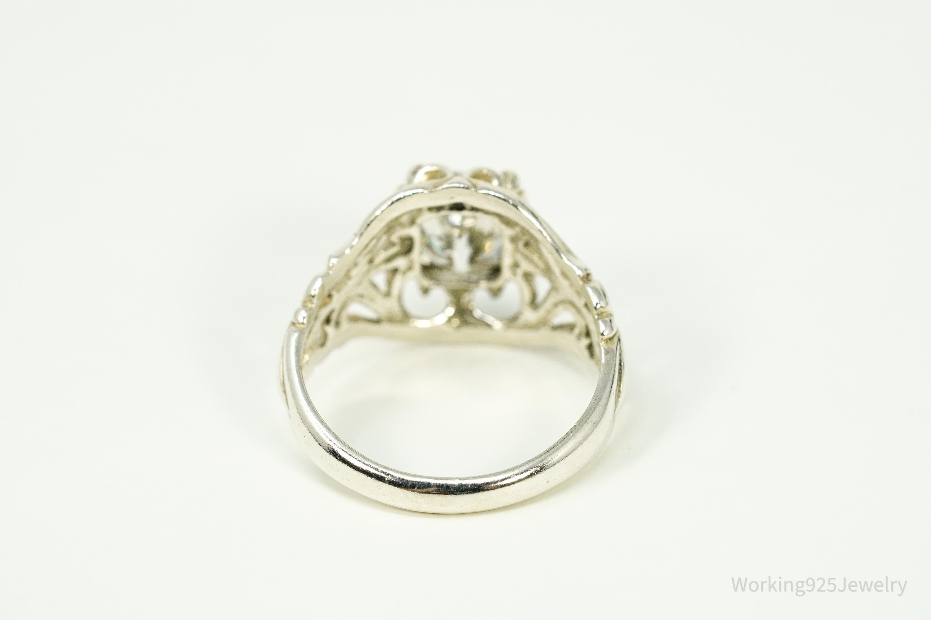 Vintage Designer Kabana Cubic Zirconia Sterling Silver Ring - Size 7.25