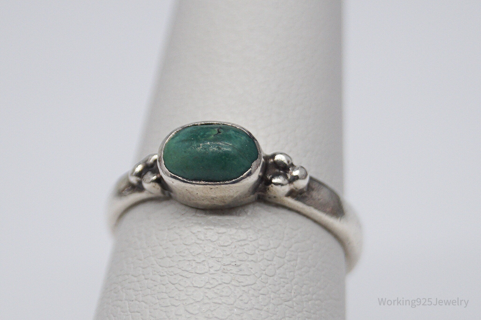 Vintage Handmade Native American Turquoise Sterling Silver Ring - Size 5.75