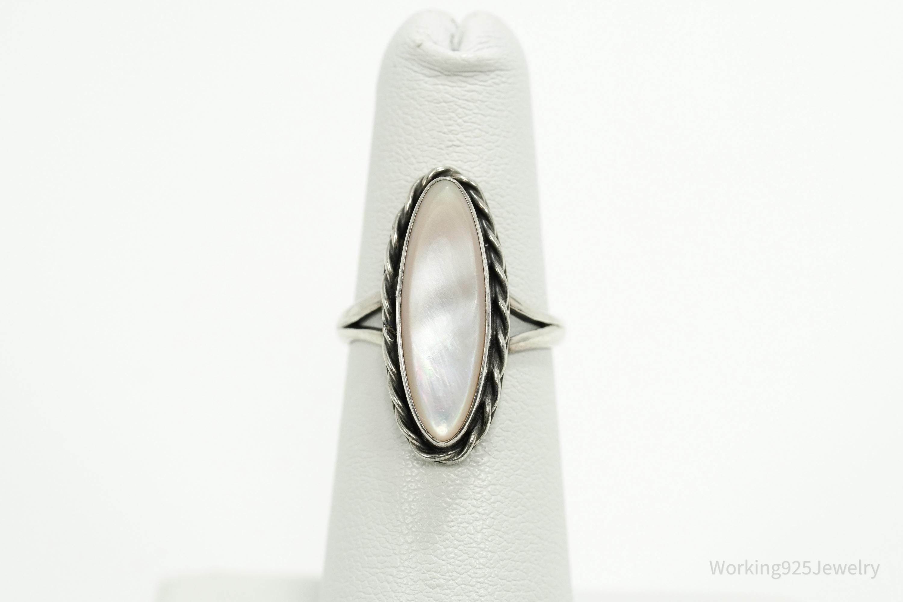 Vintage Native American Pink Mother Of Pearl Sterling Silver Ring Size 5