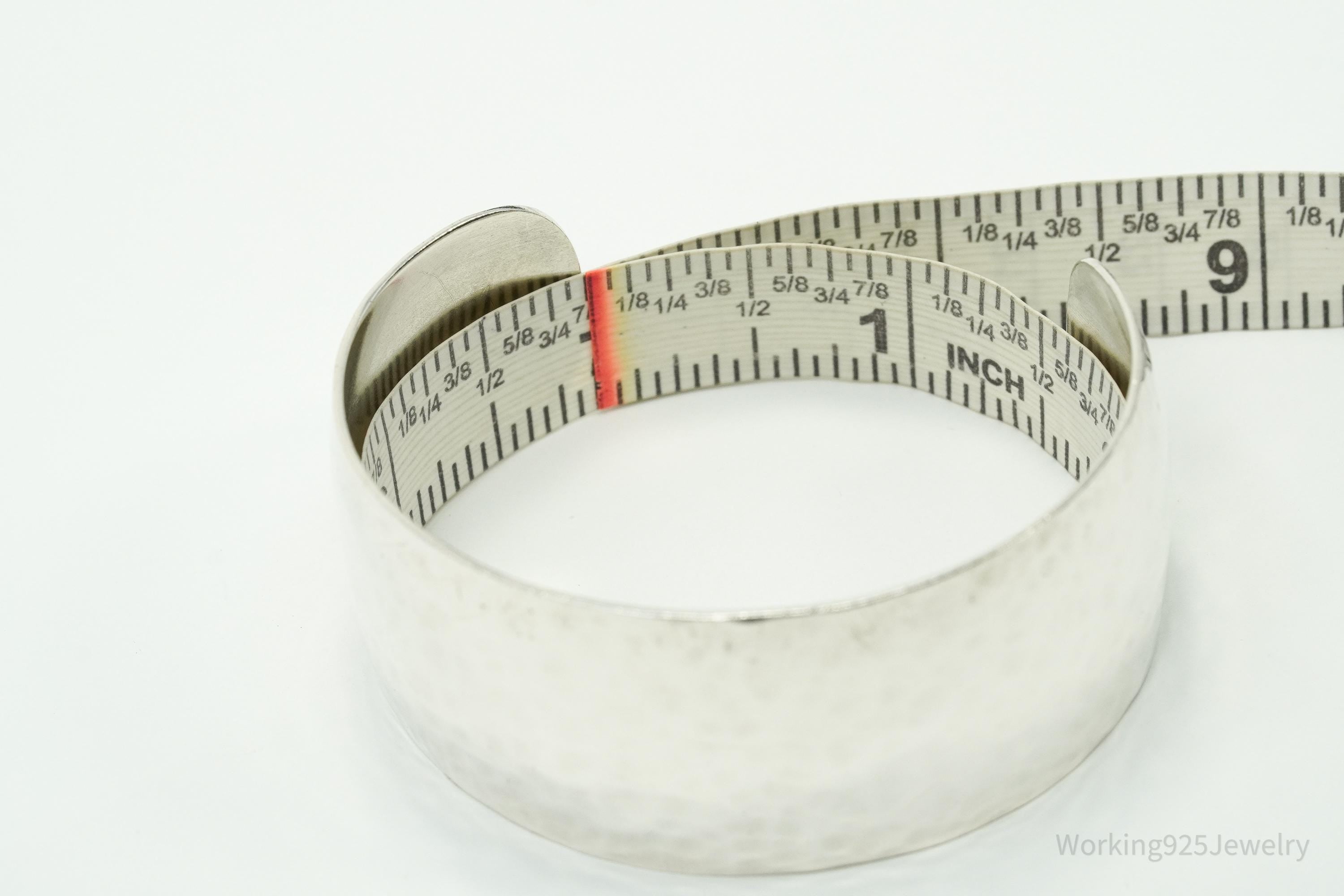 Vintage Handwrought Hammered Style Sterling Silver Cuff Bracelet 7"