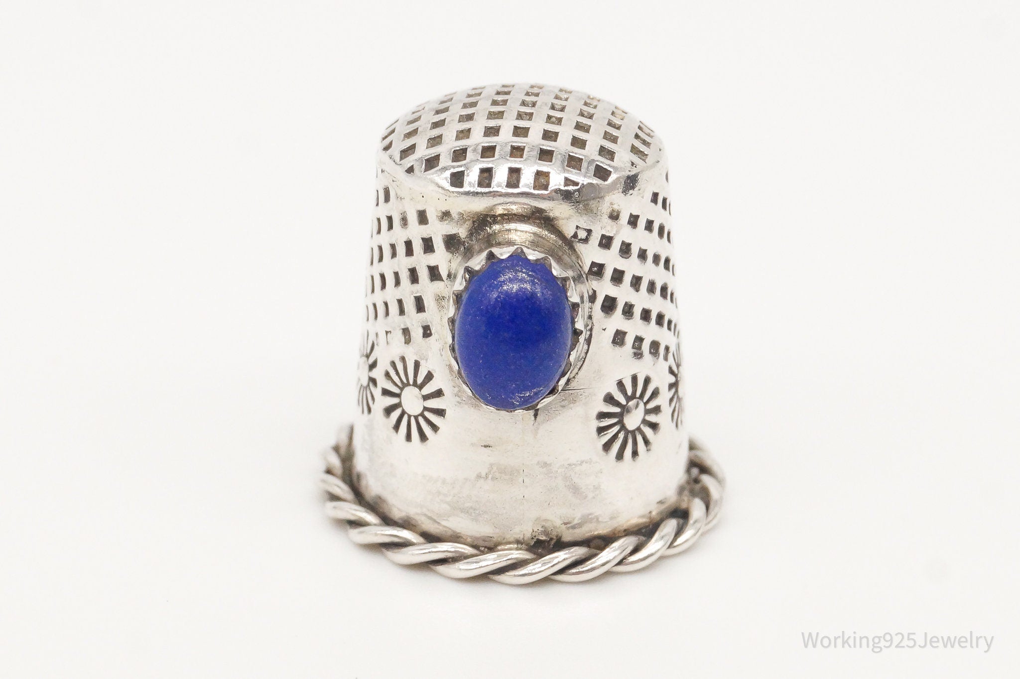 Vintage Native American HT Lapis Lazuli Dome Sterling Silver Thimble