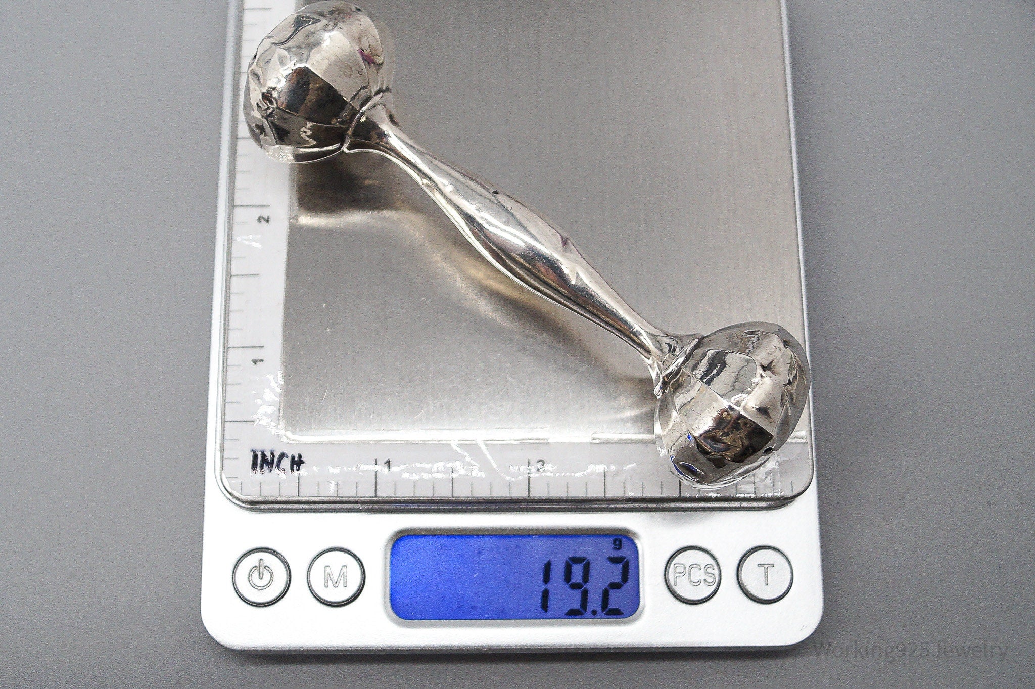 Antique Designer Webster Large Sterling Silver Baby Rattle