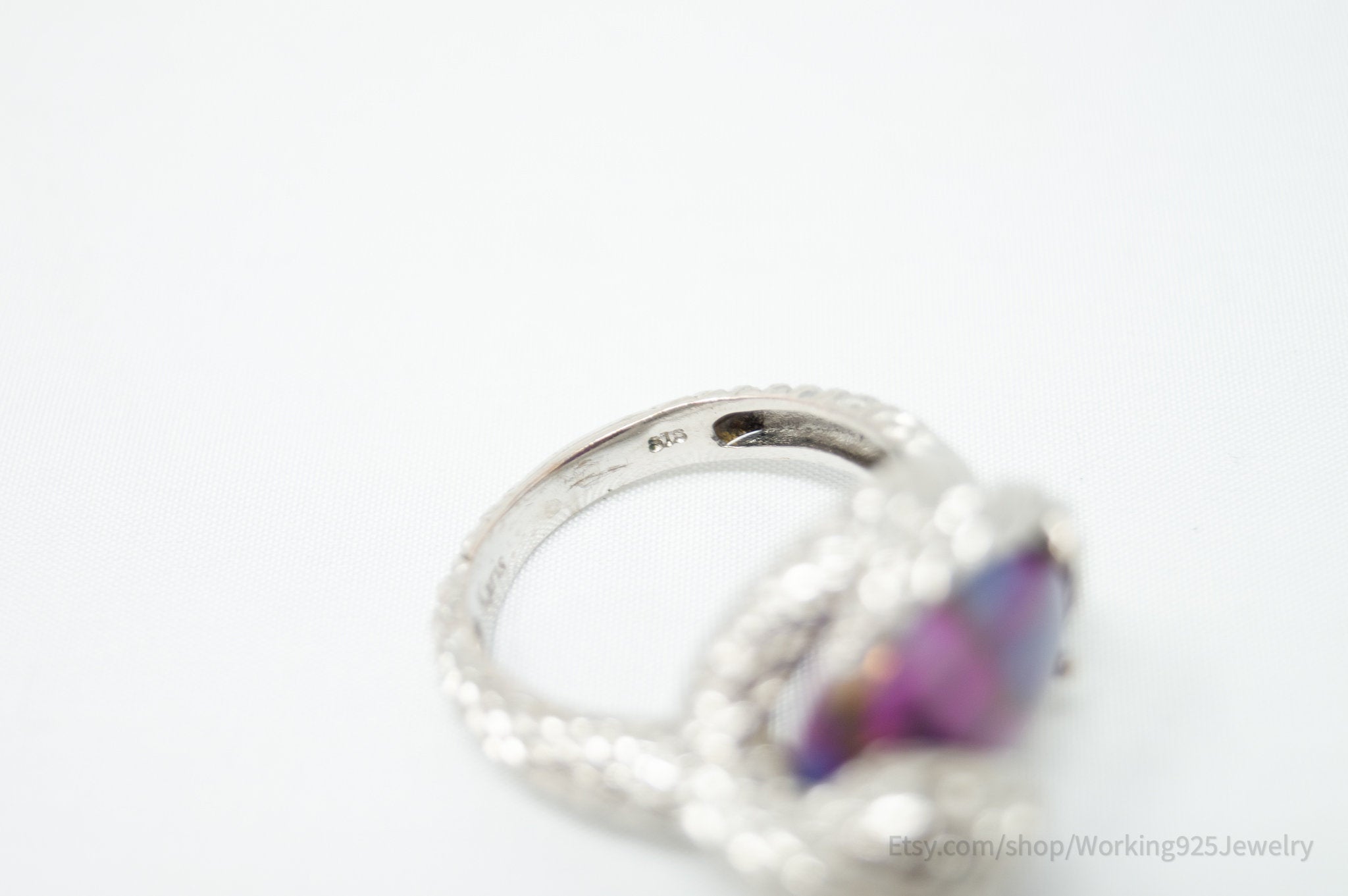 Vtg Designer Karis Snake Purple Mojave Turquoise Sterling Silver Ring - Size 9