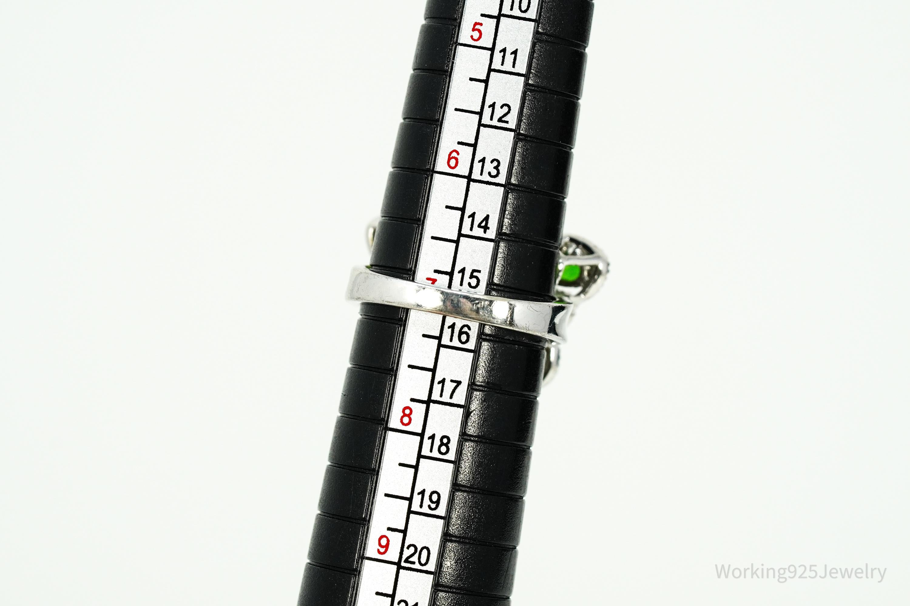 Green Chrome Diopside Butterfly Sterling Silver Ring - Size 7