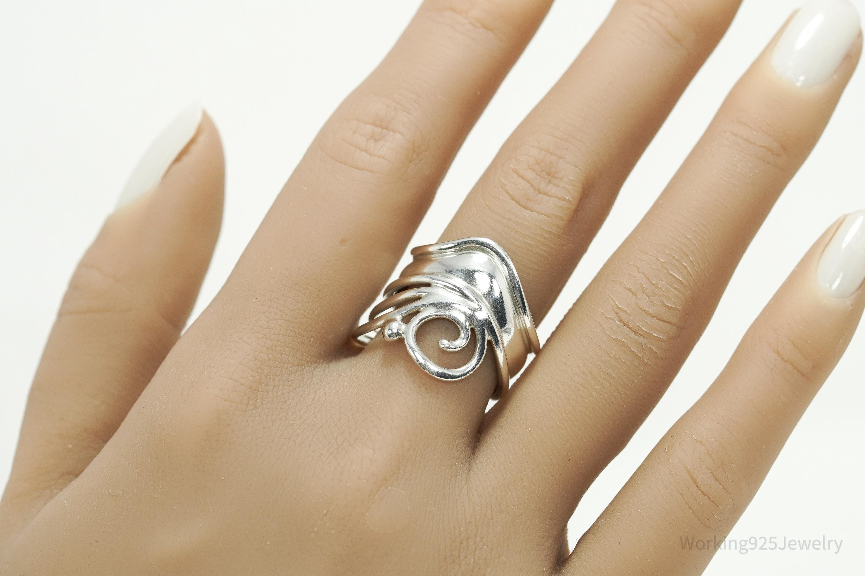 Vintage Danish Modernist Janina Sterling Silver Ring - Size 9.25