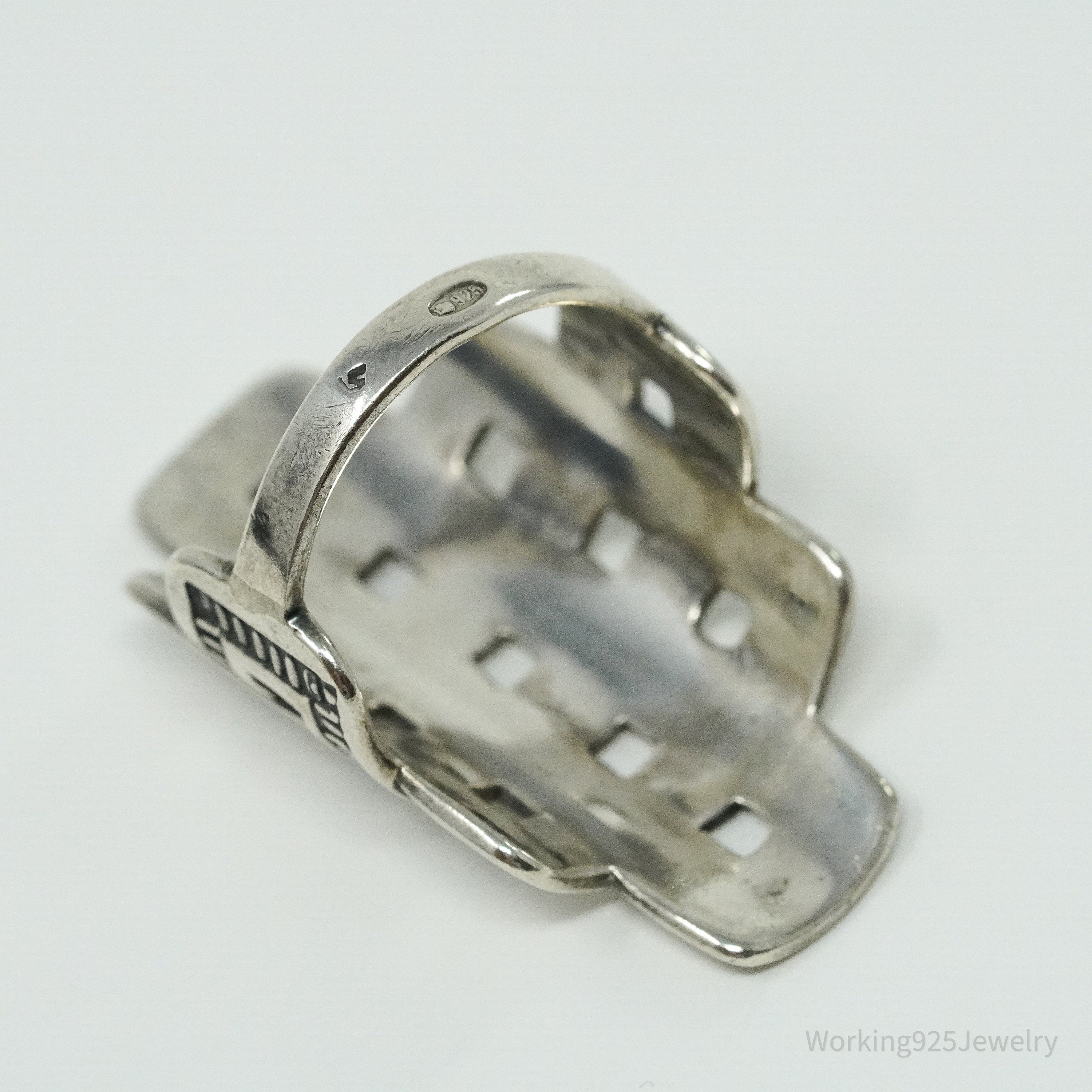 Vintage Viking Style Braided Cross Sterling Silver Ring - Size 7.25