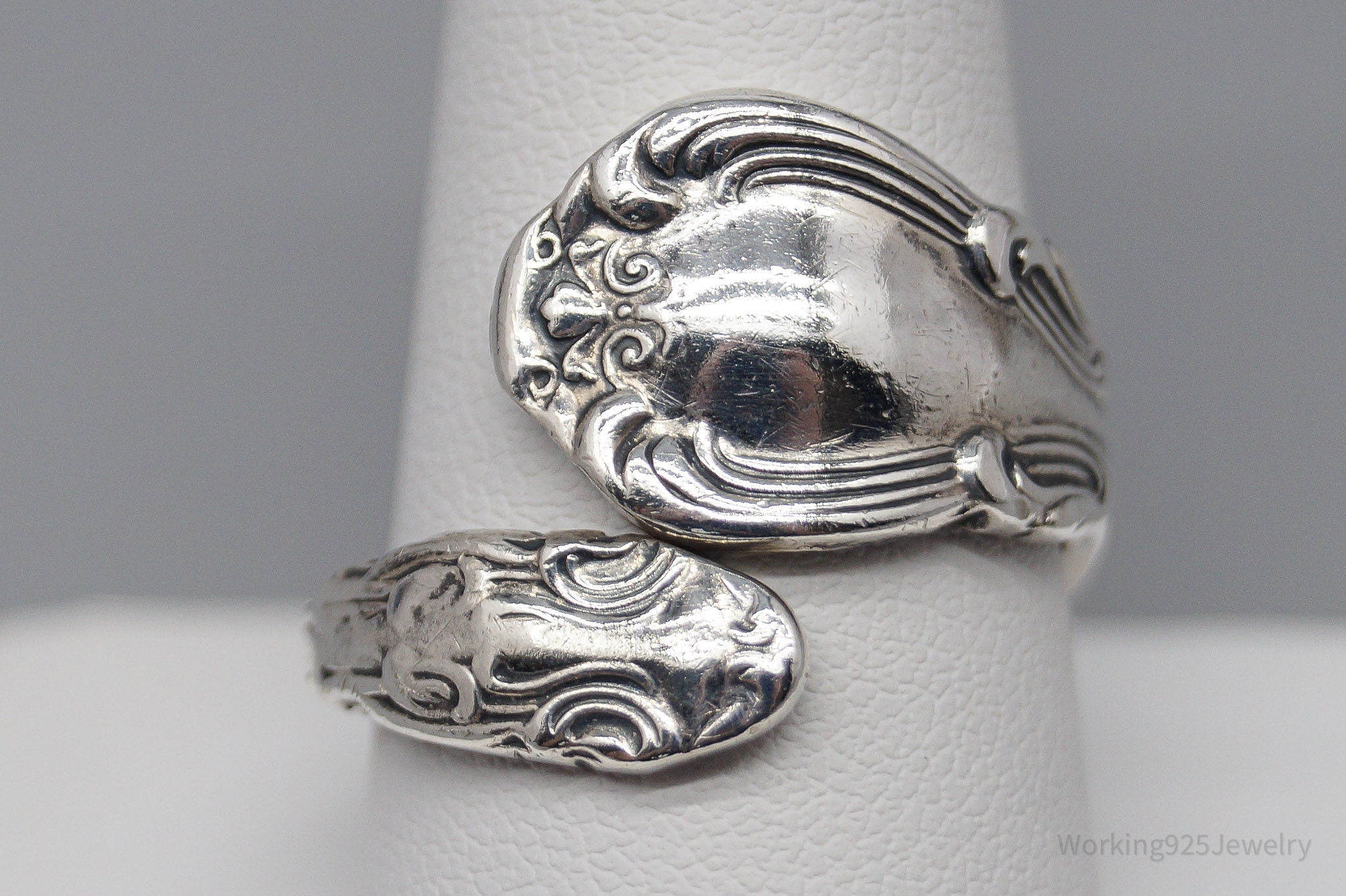 Antique GORHAM 1895 Sterling Silver Wrap Spoon Ring - Size 10