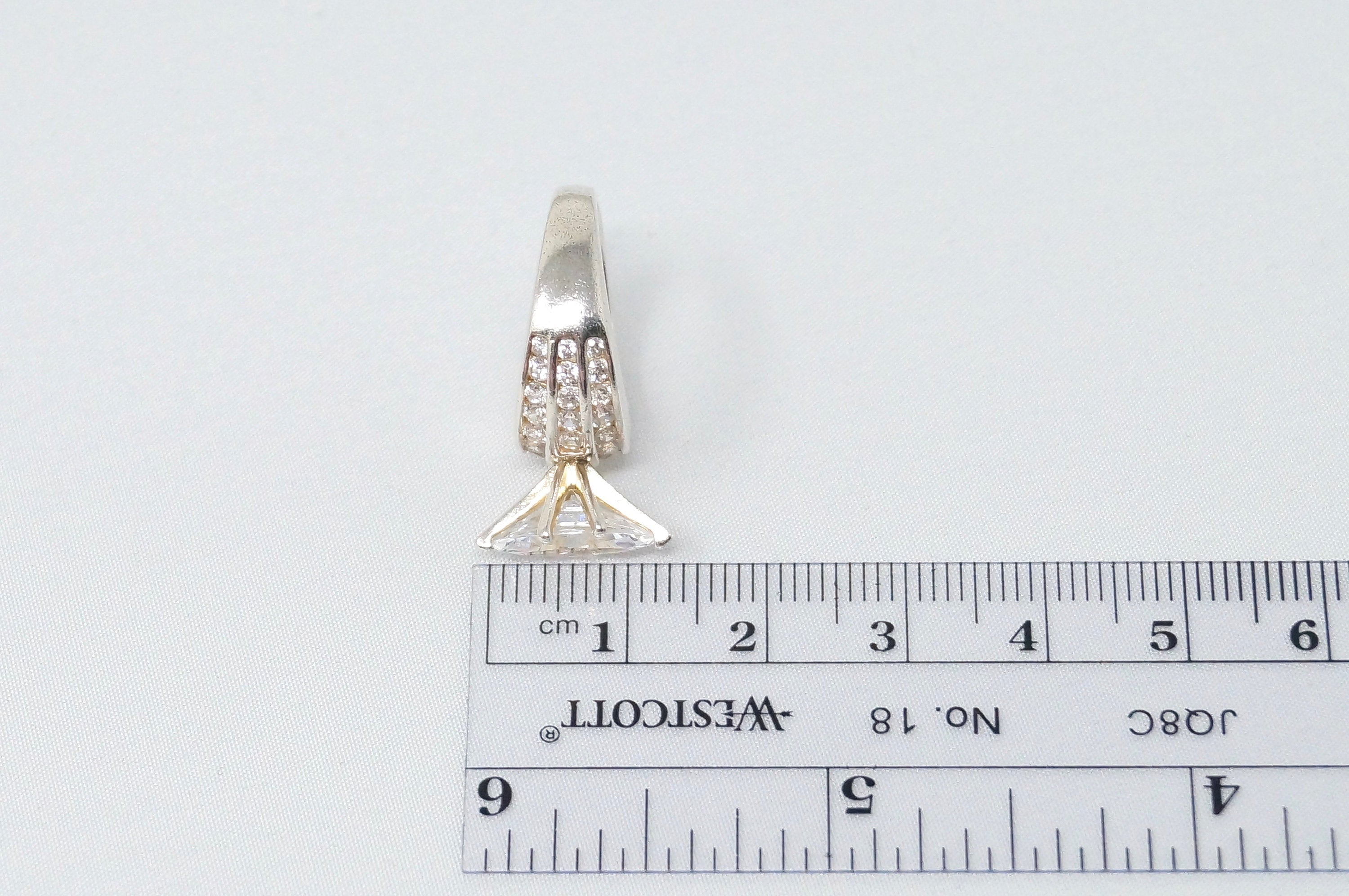 Vintage Large Simulated Diamond Ring Sterling Silver - Size 5