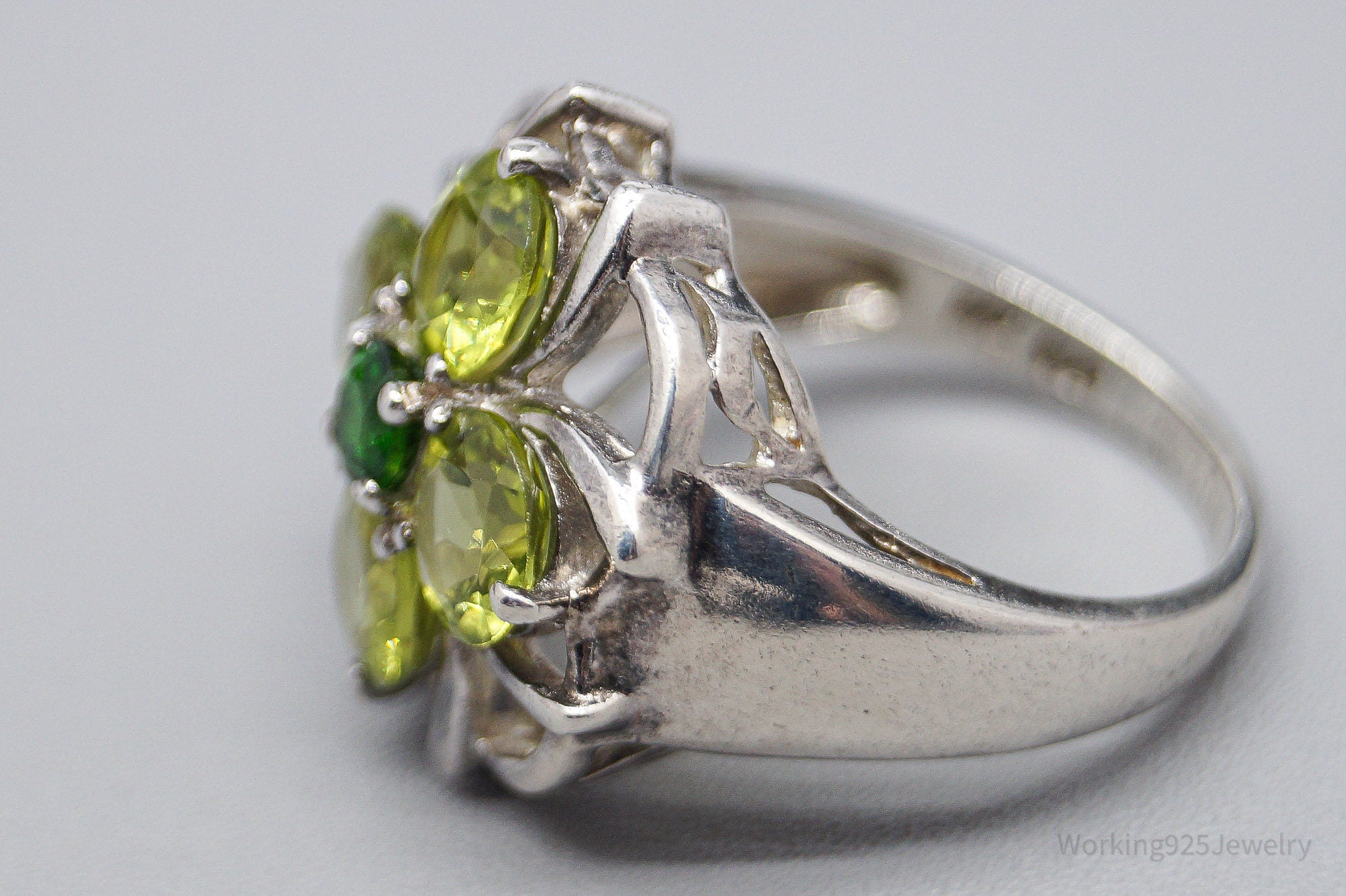 JTV HT Peridot & Green Chrome Diopside Sterling Silver Ring - Size 6.75