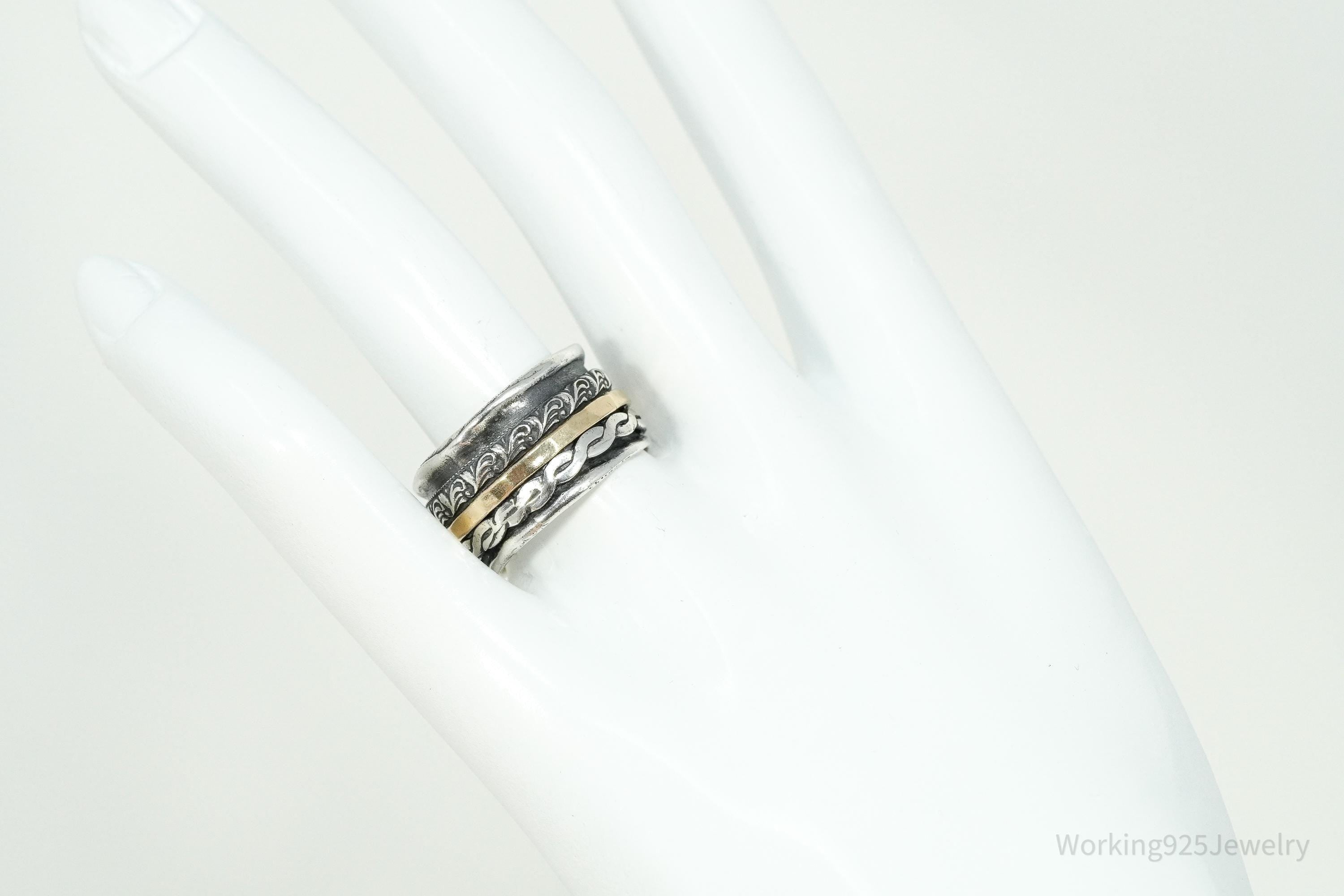 Vintage Gold Vermeil Sterling Silver Spinner Band Ring- Size 7.25