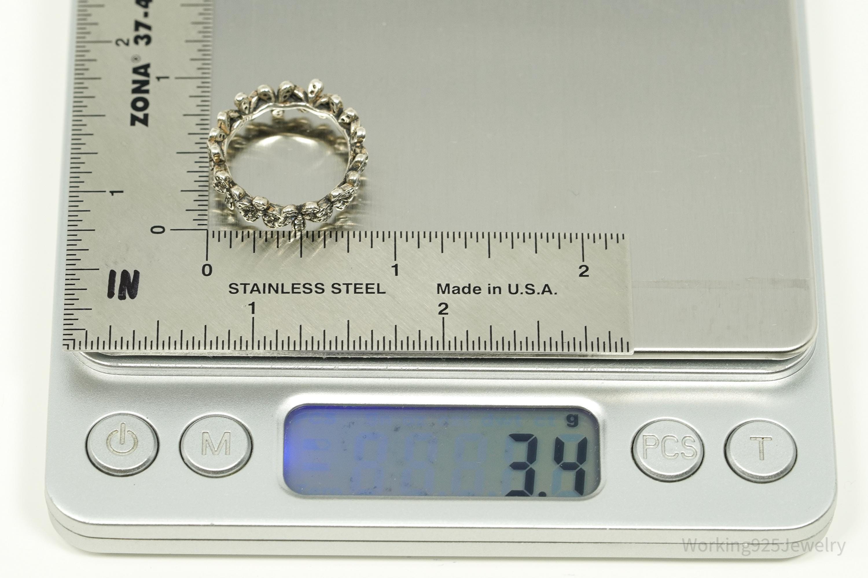 Cubic Zirconia Daisies Sterling Silver Ring - Size 6.25