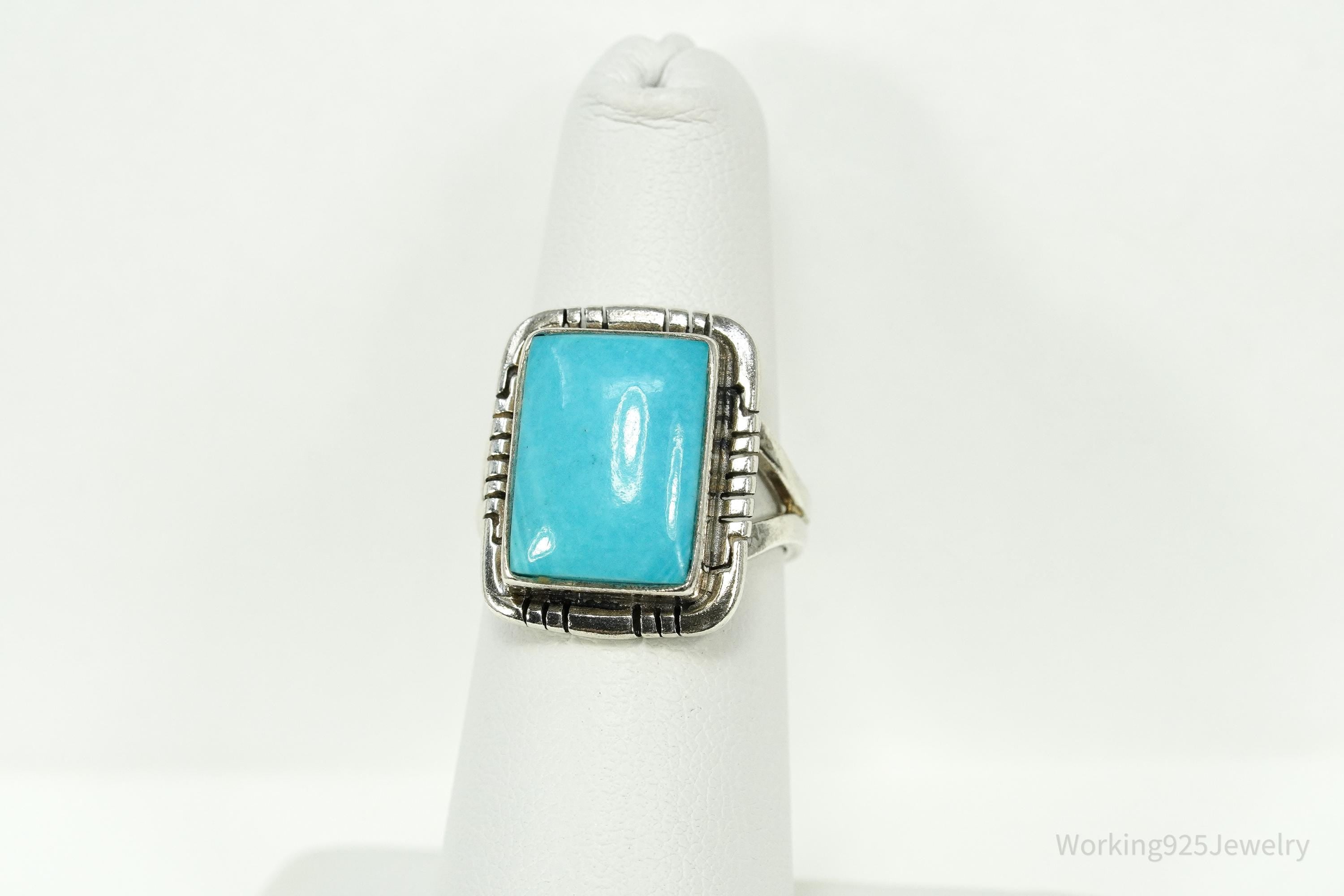 Vintage Native American Turquoise Sterling Silver Ring - Size 6