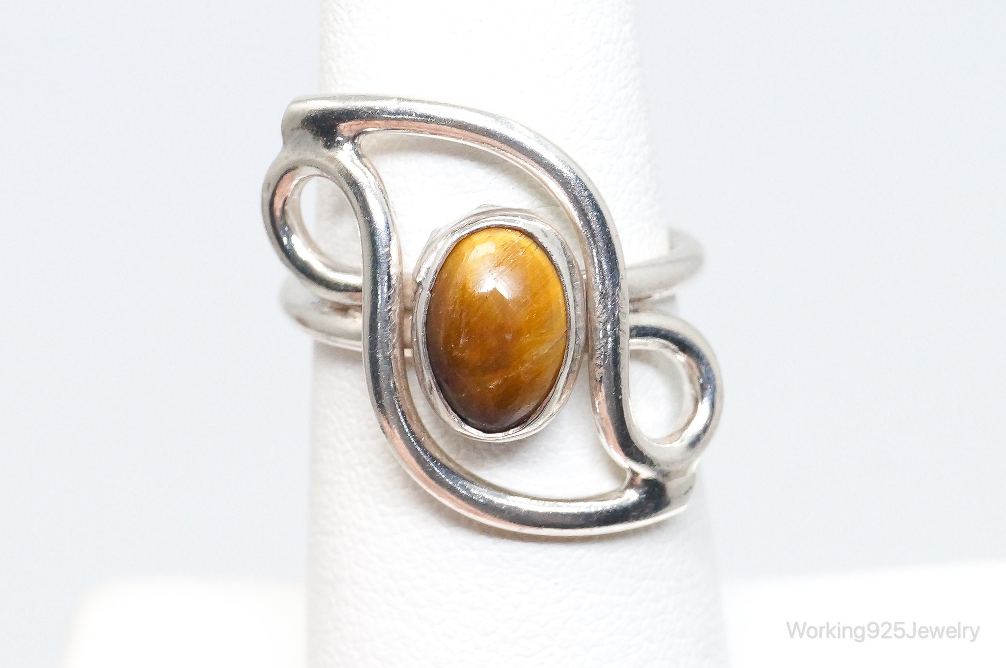 Vintage Tigers Eye Sterling Silver Ring - SZ 5