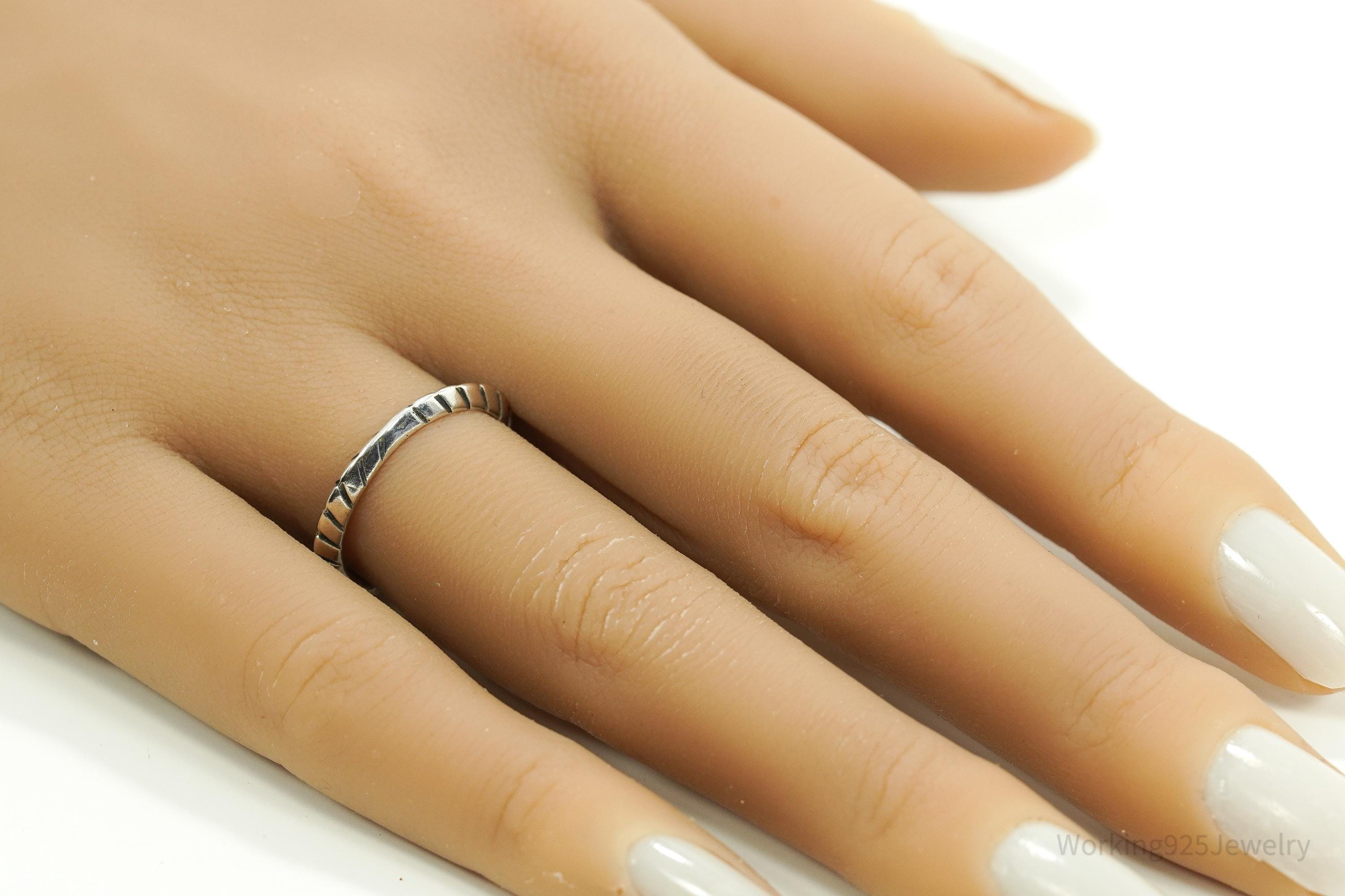 Vintage Native Designer Carolyn Pollack Sterling Silver Band Ring Size 7.25