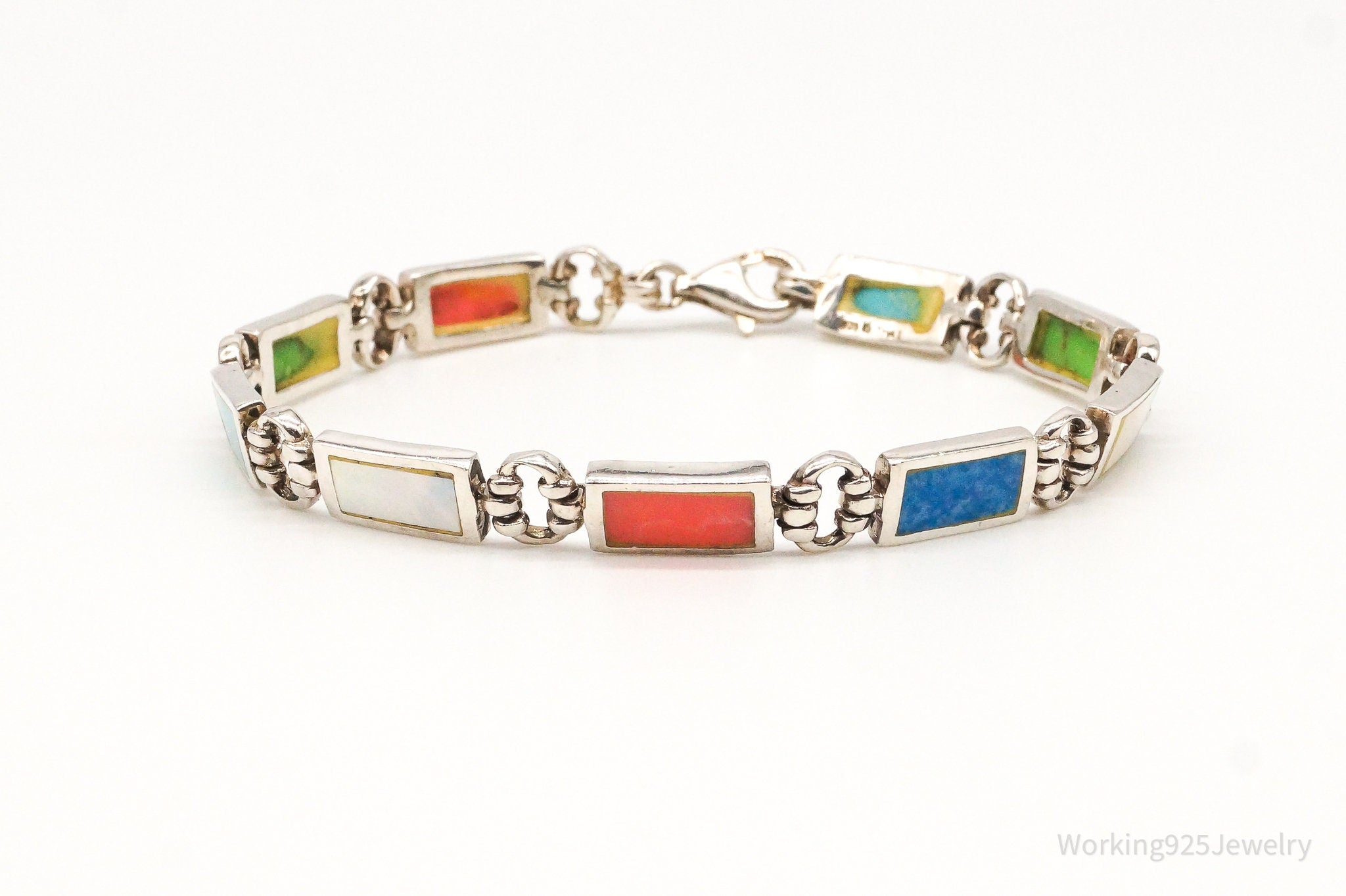 Vintage Multi Gem Sterling Silver Bracelet