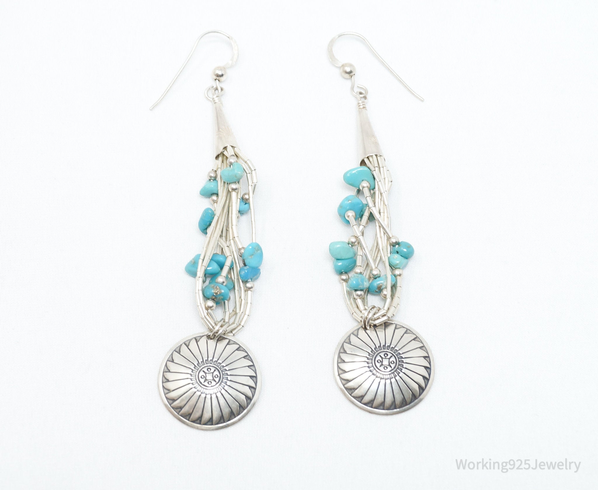 Vintage Native American CJC Turquoise Sterling Silver Earrings