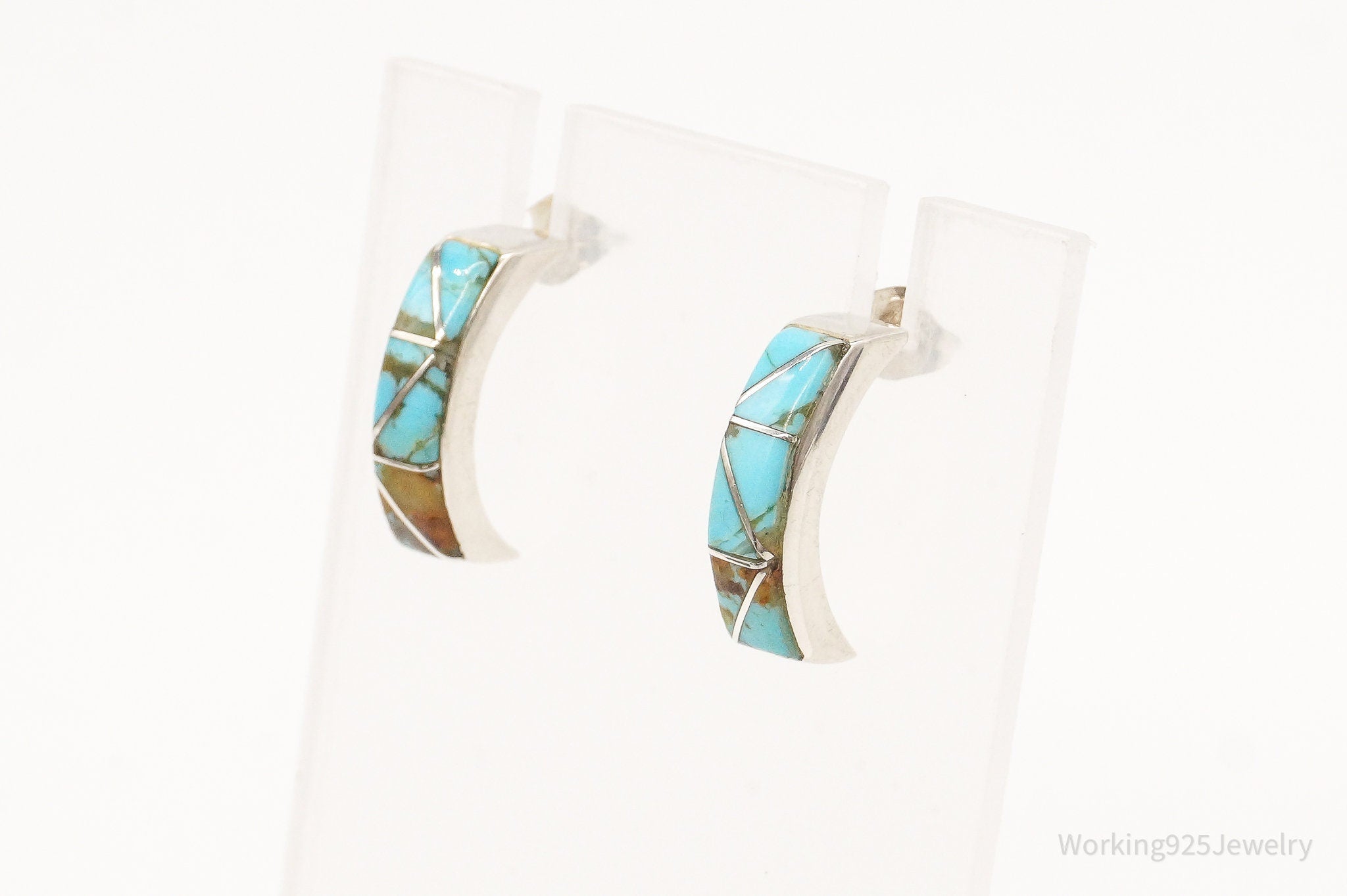 Vintage Native American Turquoise Sterling Silver Earrings