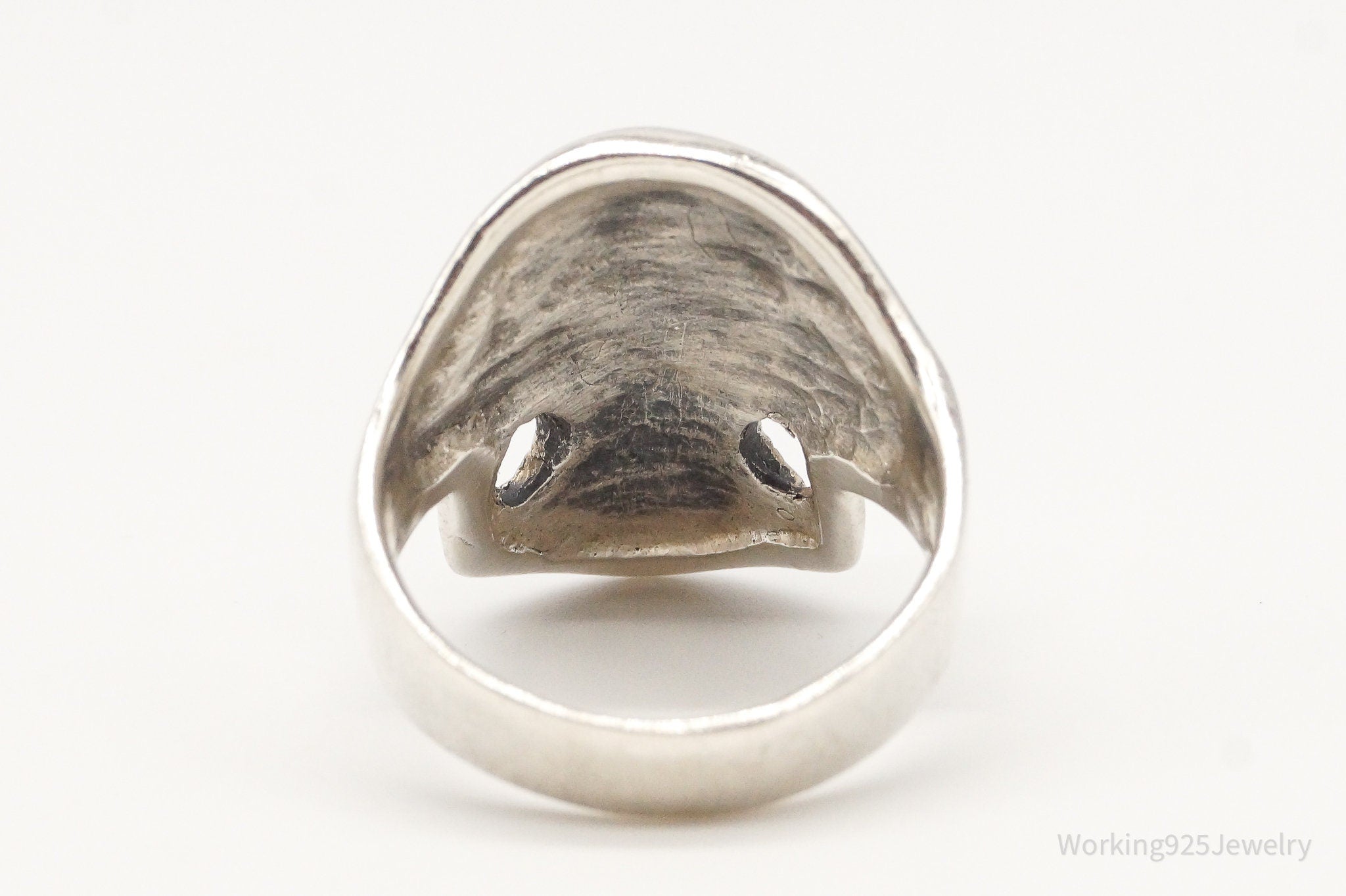 Vintage Large Skull Sterling Silver Ring - SZ 10.75