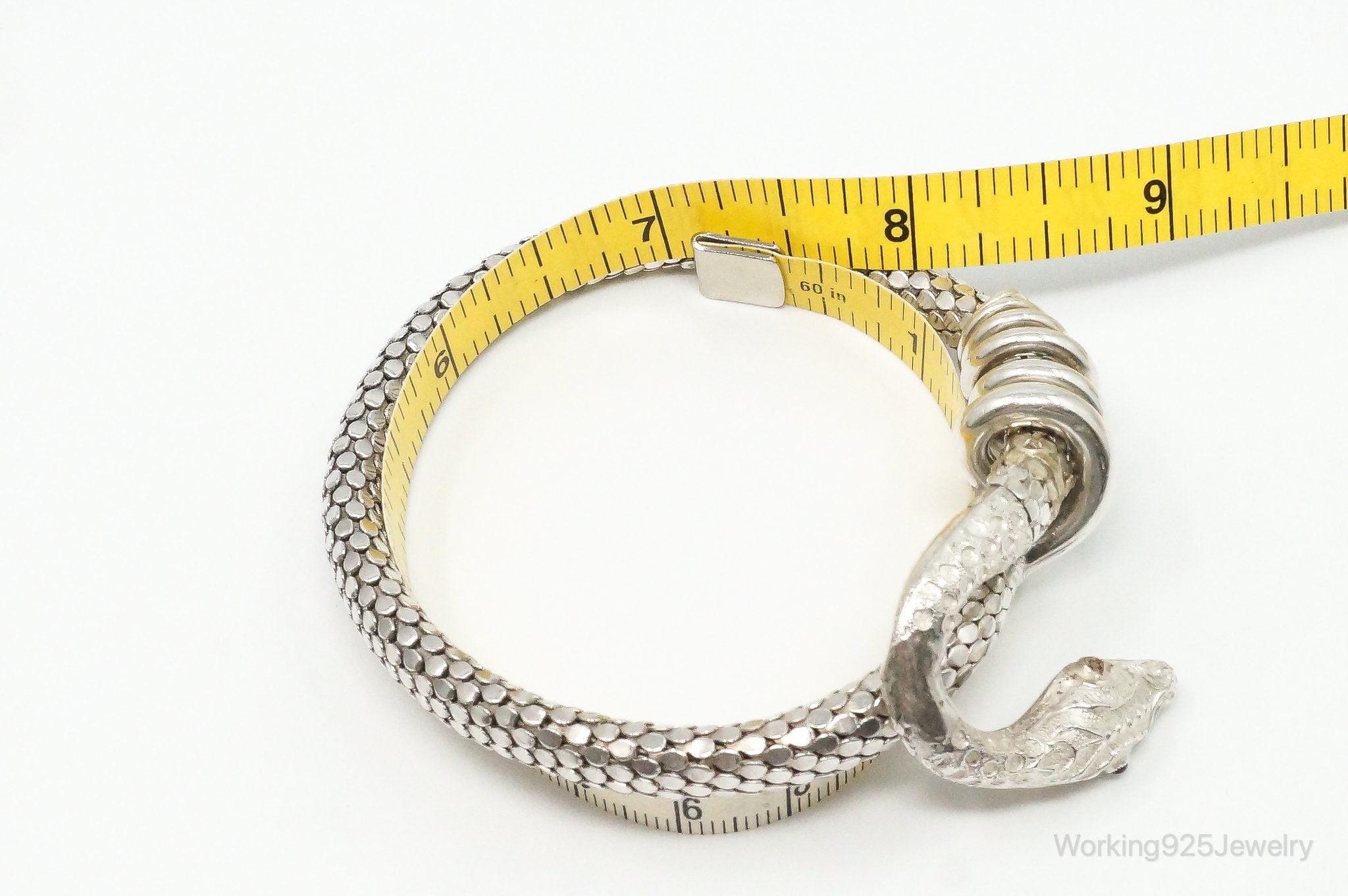 Vintage Designer W & D Snake Sterling Silver Expanding Bracelet