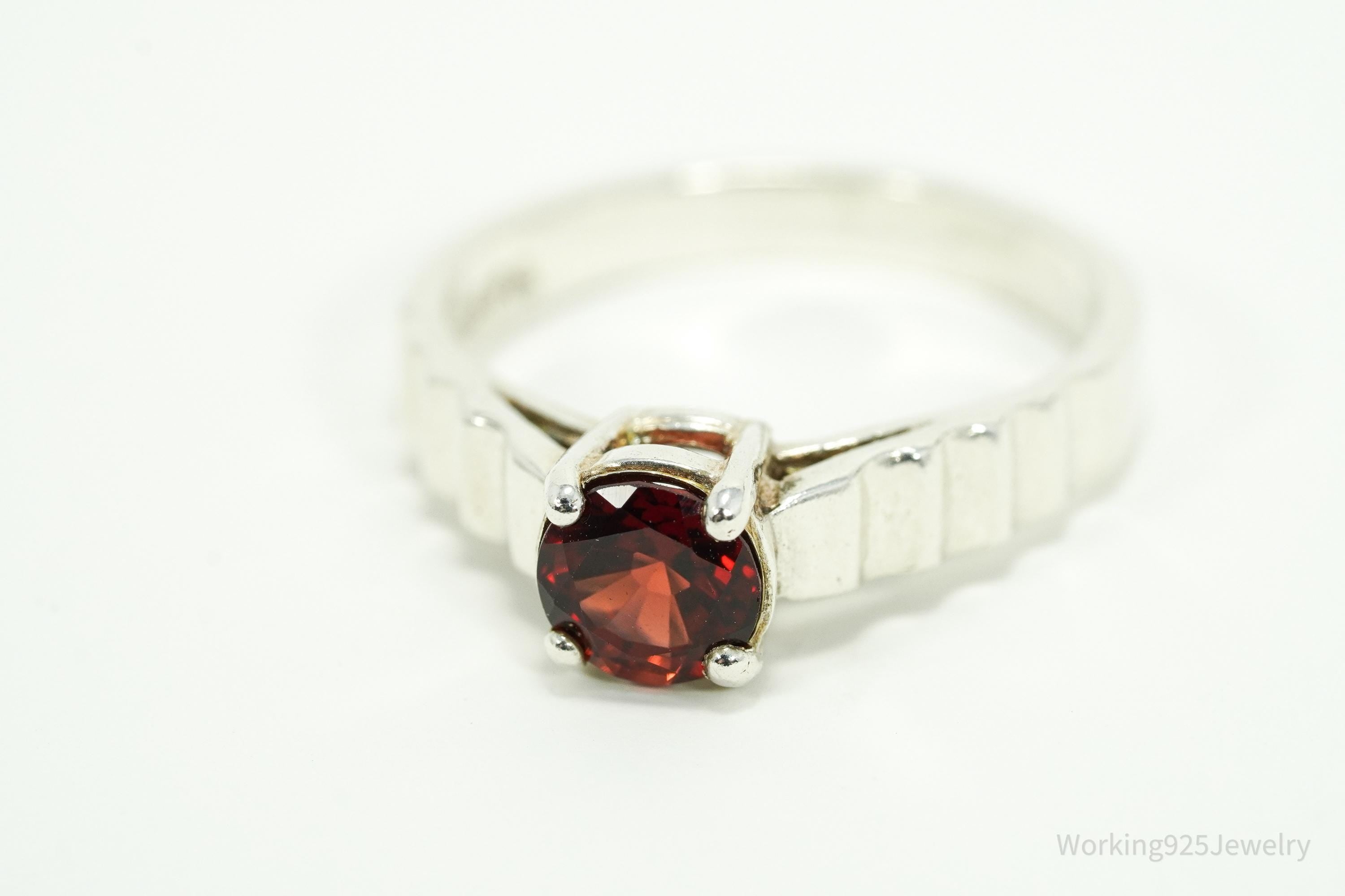 Vintage Garnet Sterling Silver Ring - Size 7.25