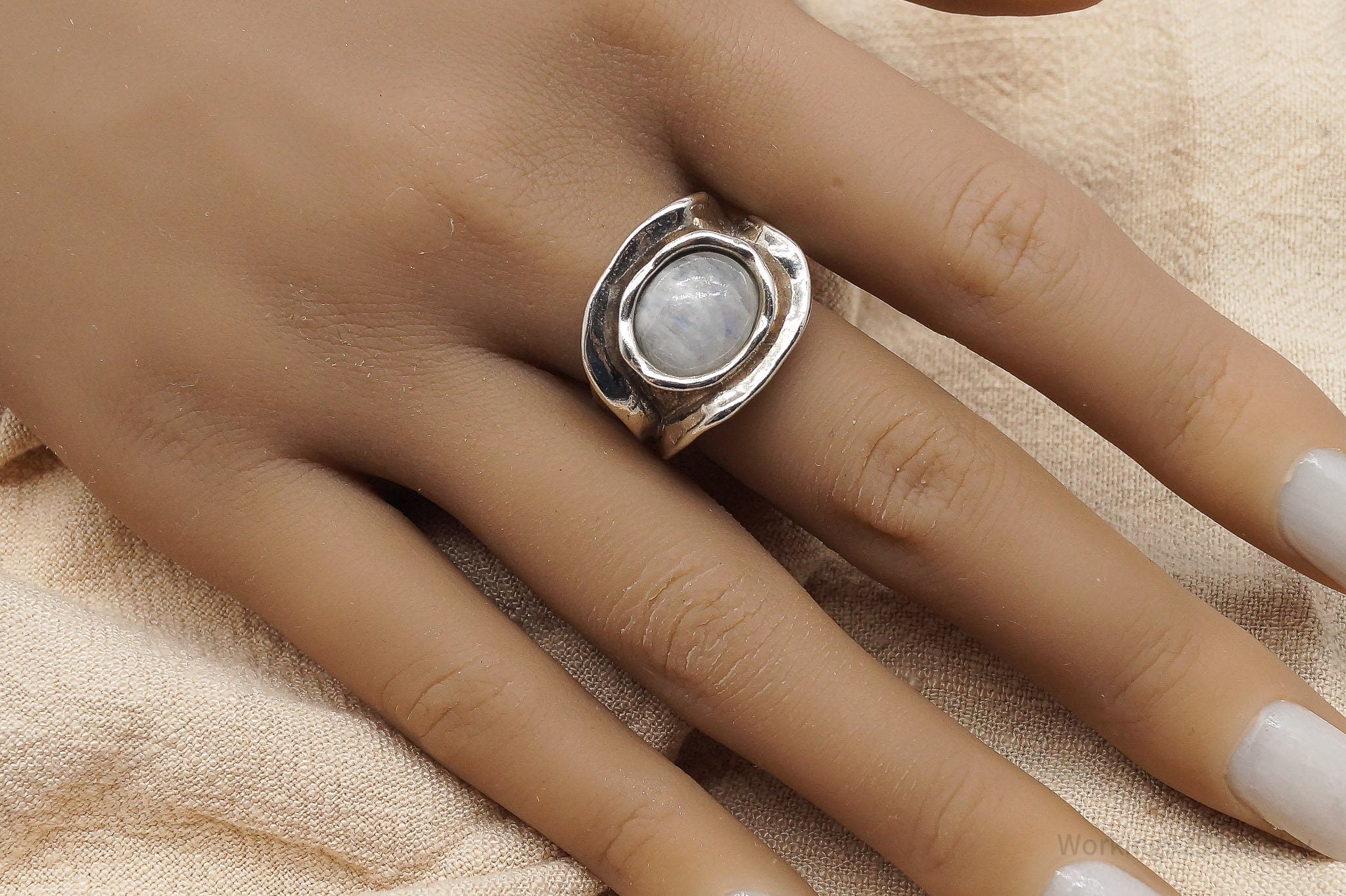 Vintage Shablool Didae Israel Moonstone Sterling Silver Ring - Size 9