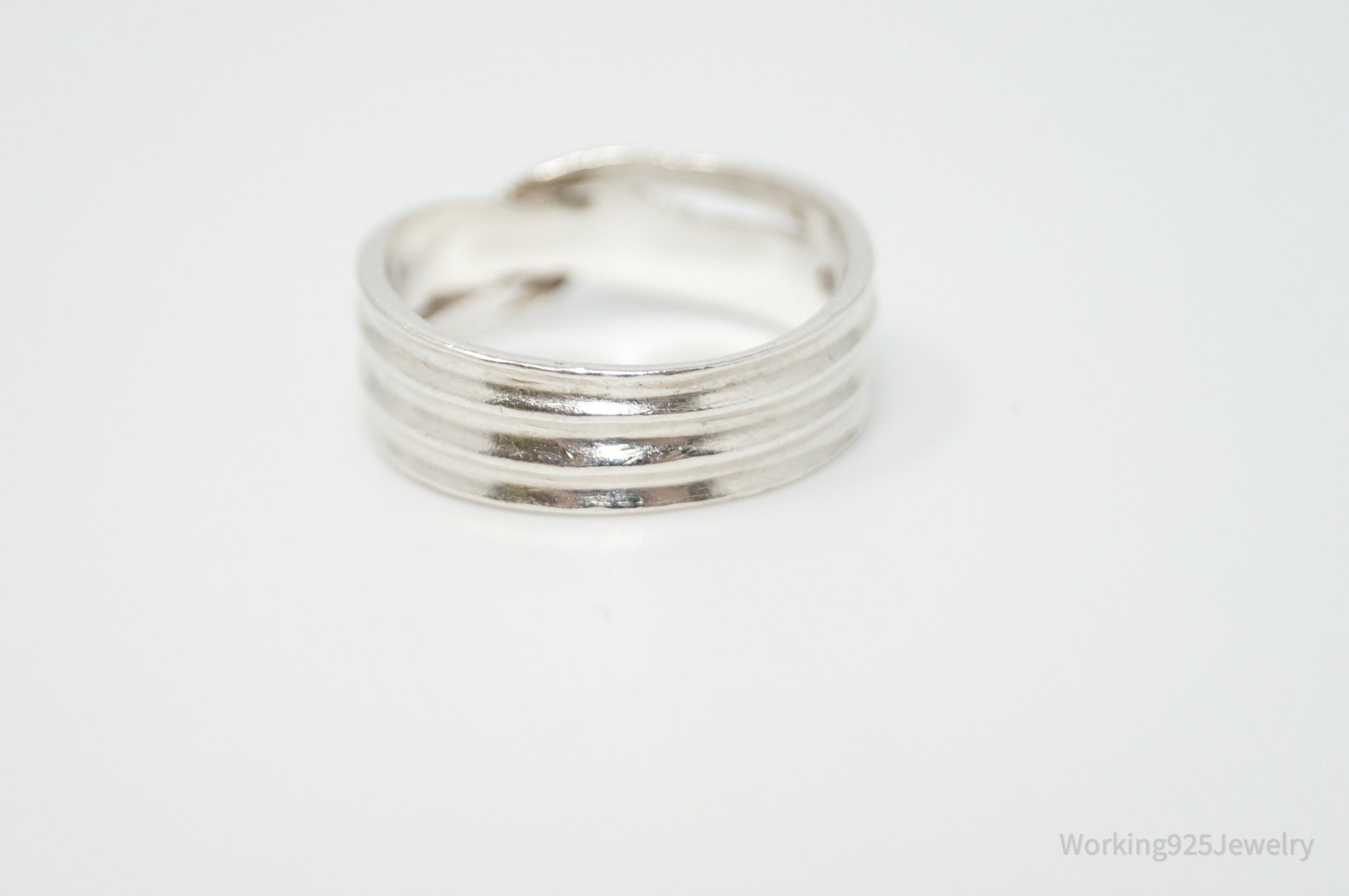 Vintage Designer BOMA Modernist Linked Sterling Silver Ring - Sz 8