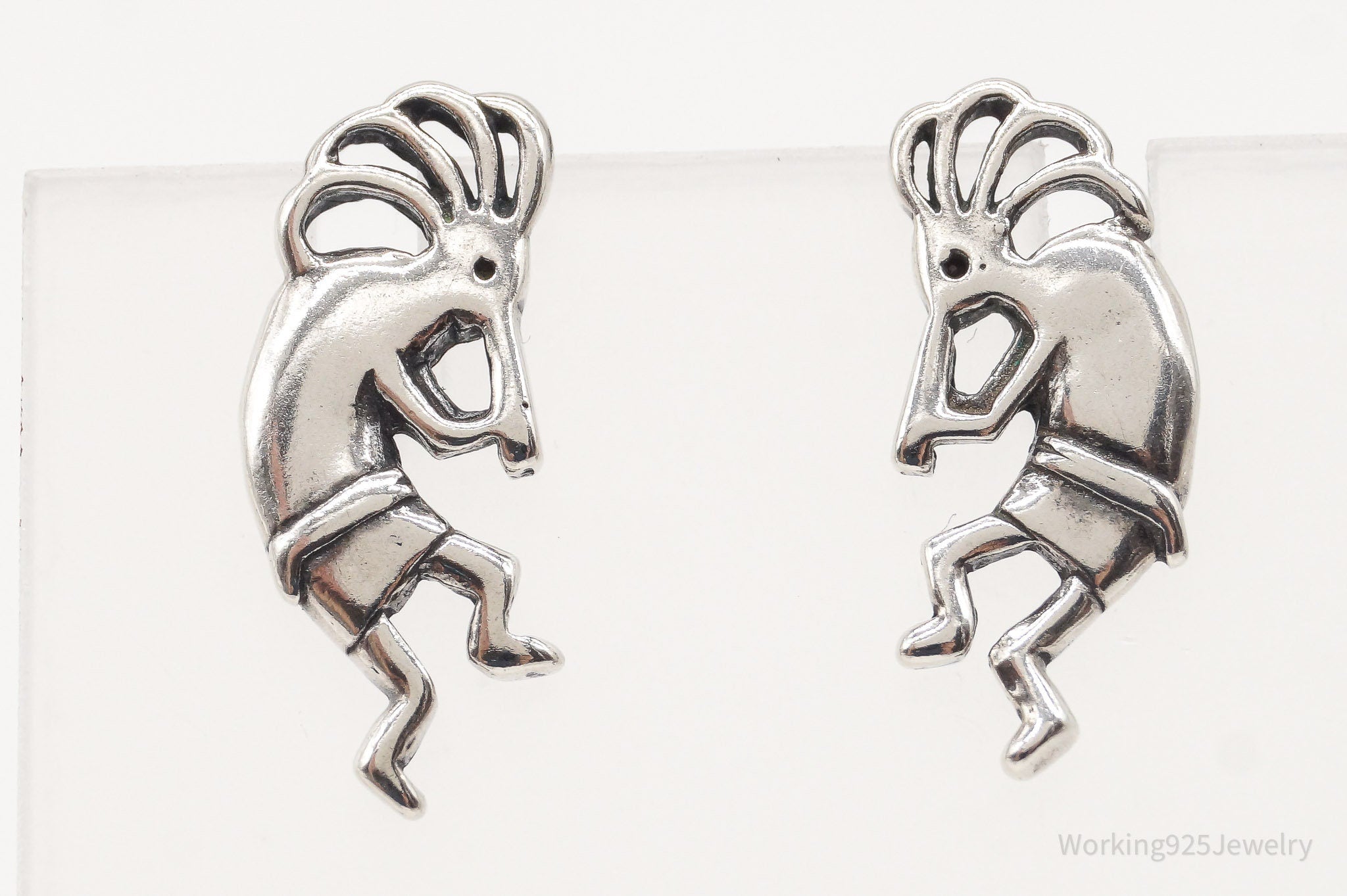 Vintage Native American Dancing Kokopelli Sterling Silver Earrings