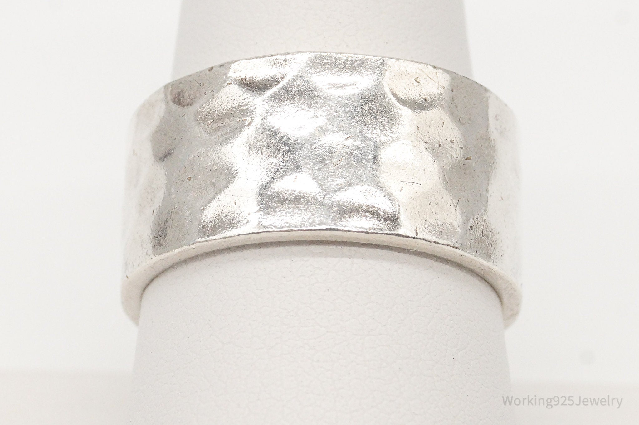 Vintage Mexico Sterling Silver Hammered Band Ring - Size 9.25