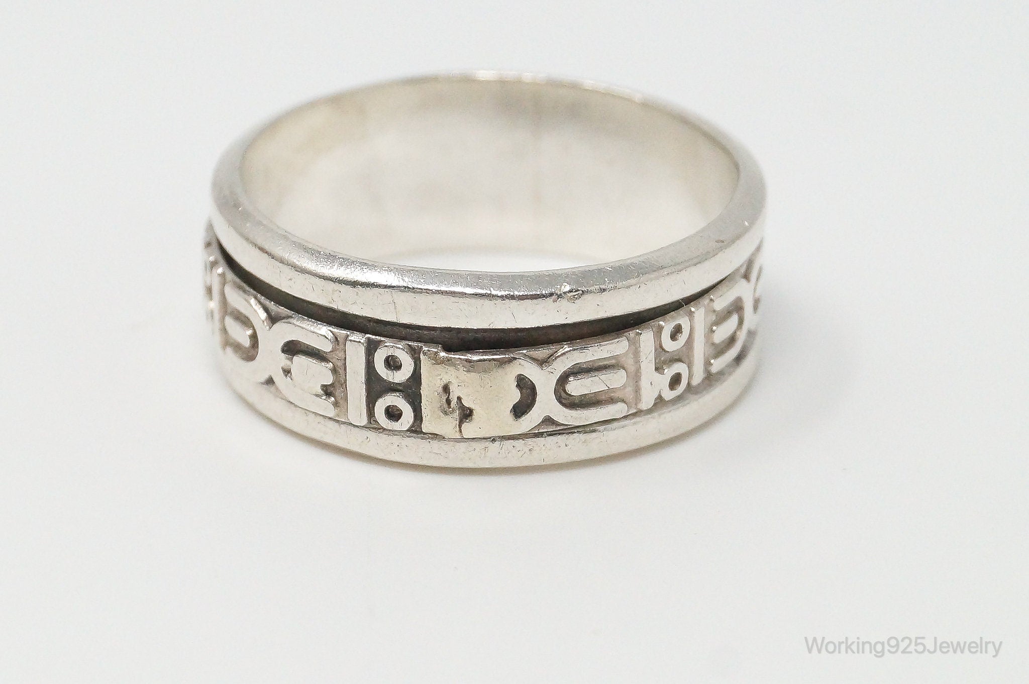 Vintage Mexico Spinner Sterling Silver Band Ring - Size 13