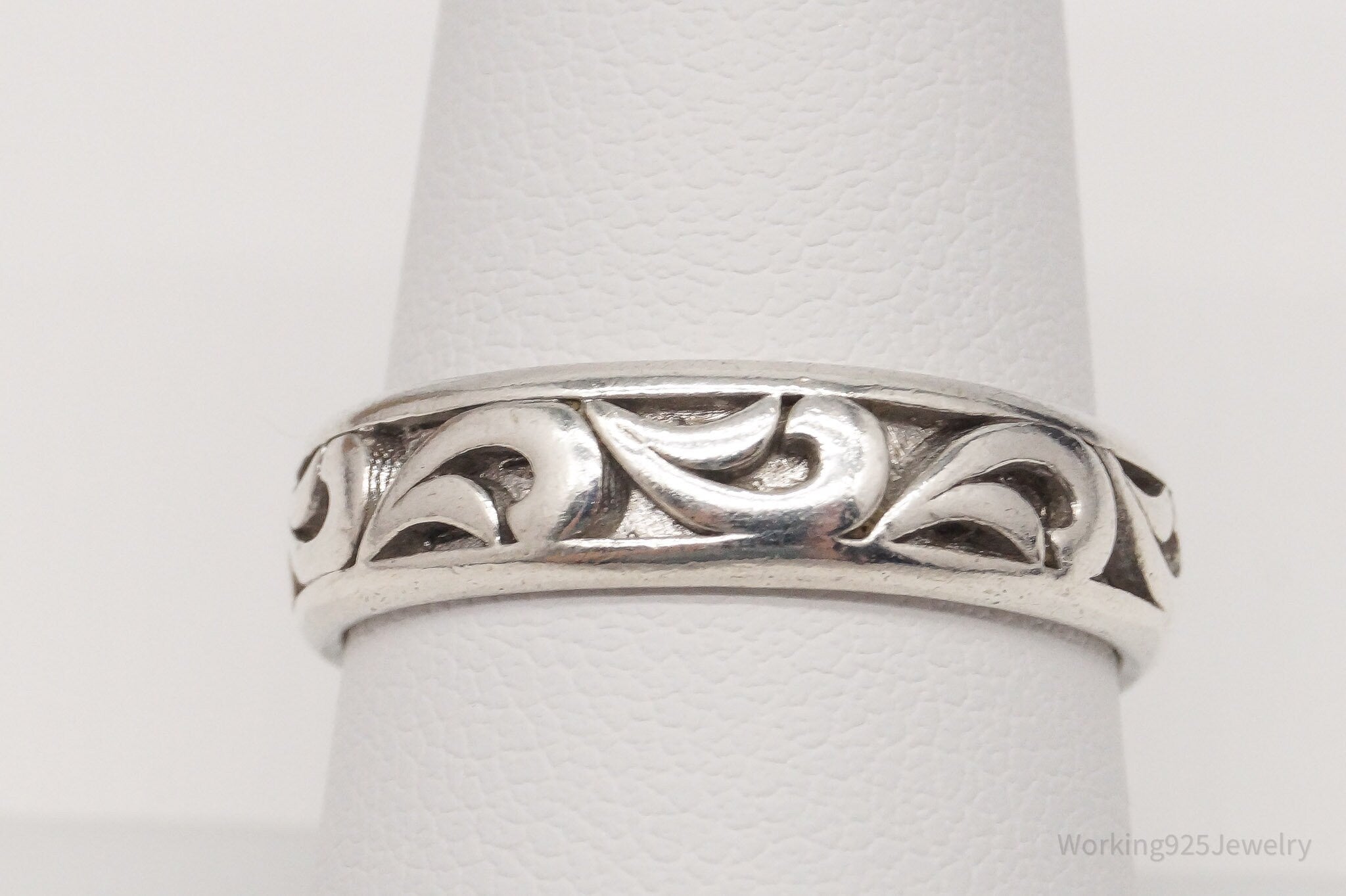 Vintage Art Deco Sterling Silver Band Ring - Size 8.75