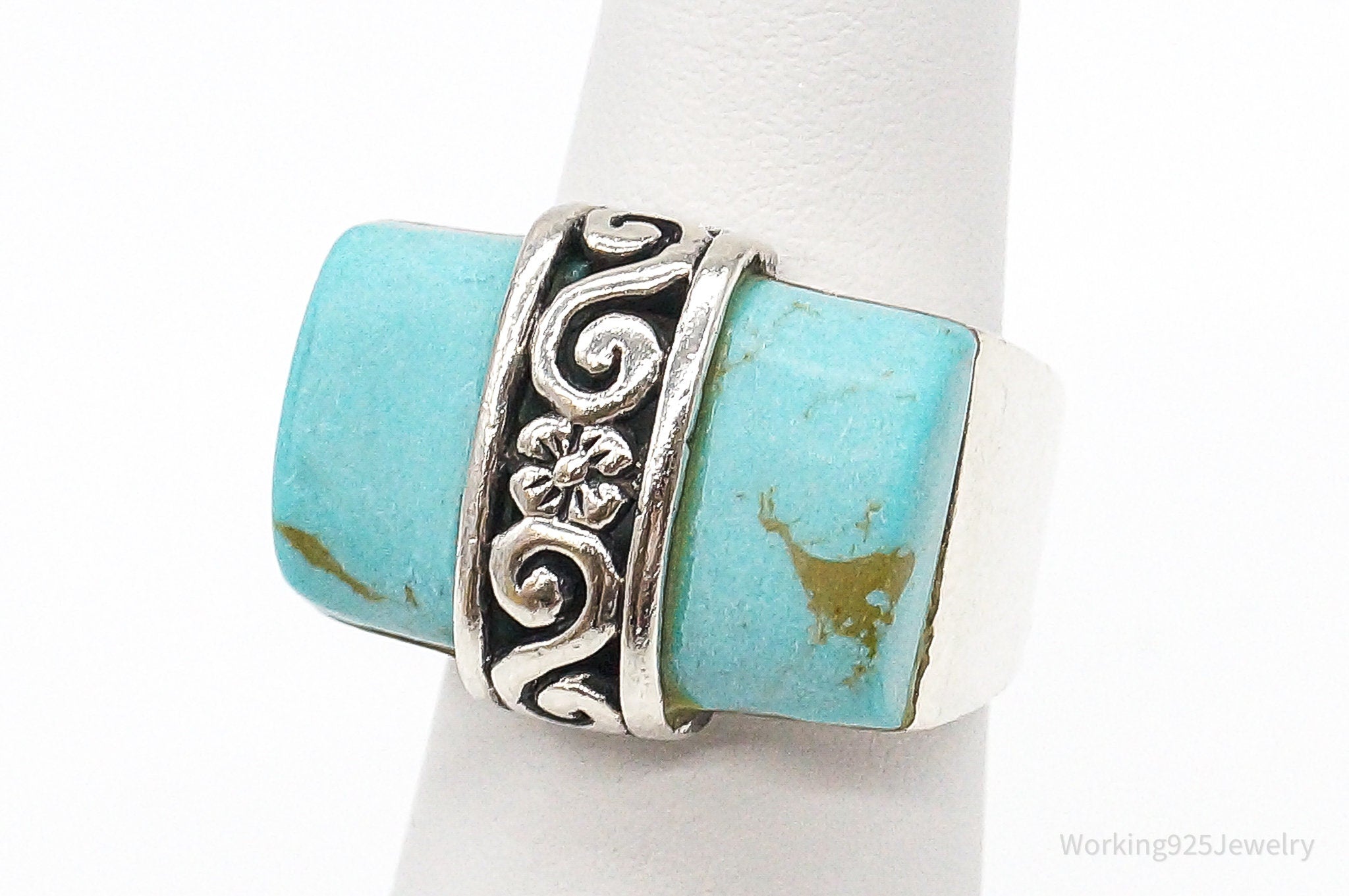 Vintage Turquoise Sterling Silver Ring - Size 5.25