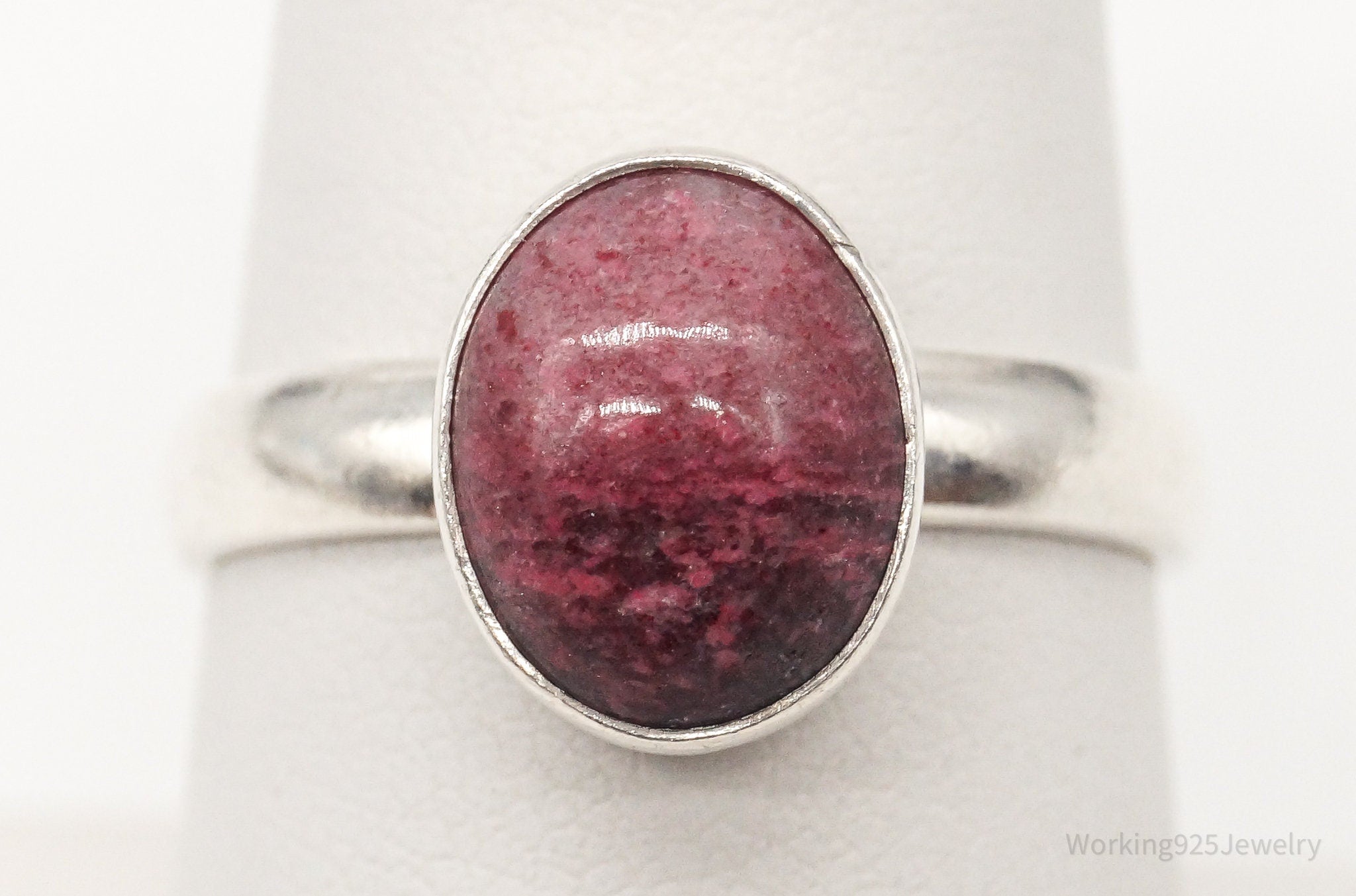 Vintage Rhodonite Sterling Silver Ring - Size 7.5