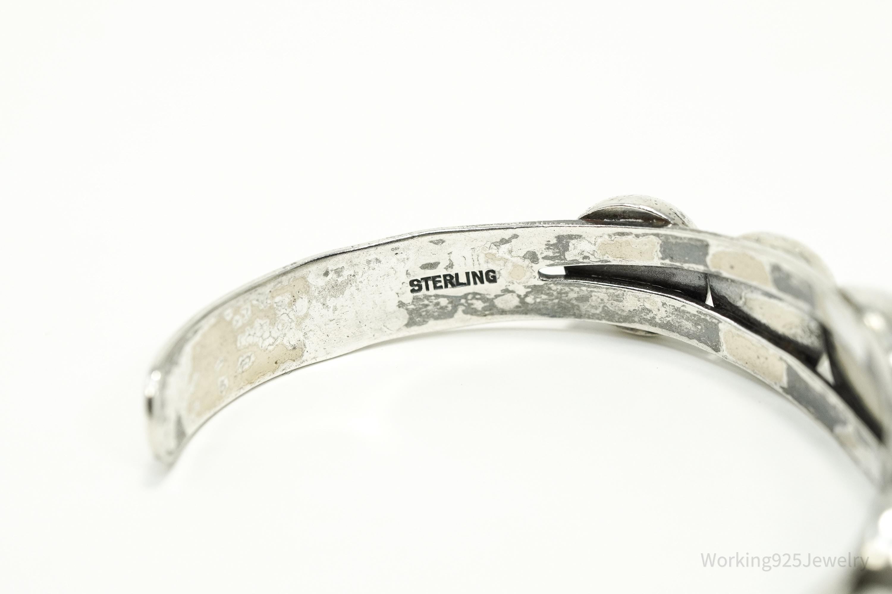 Vintage Native American Sterling Silver Cuff Bracelet - 6.75"